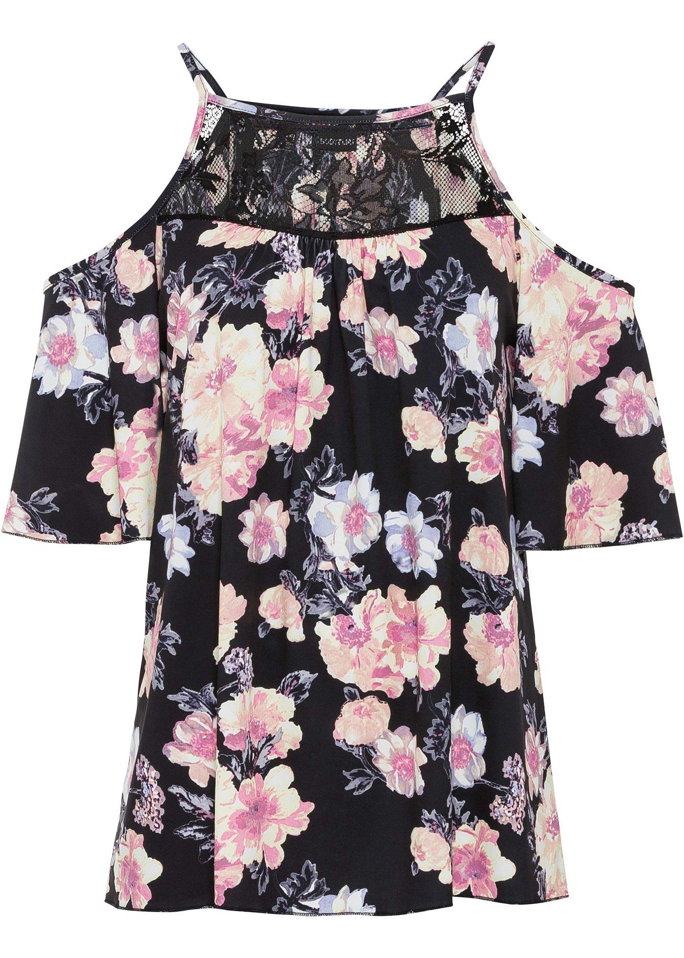 T-shirt épaules dénudées à dentelle