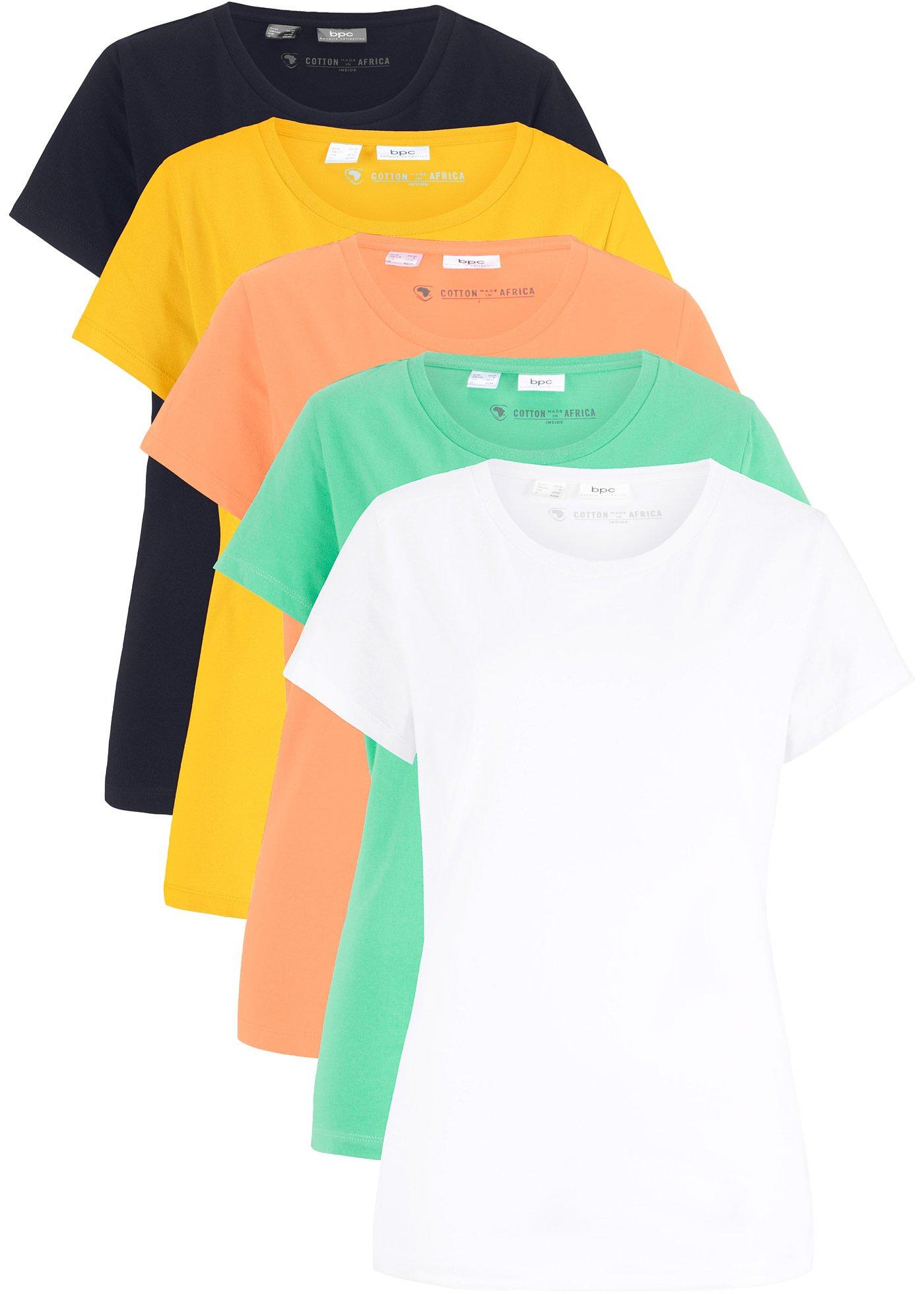 Lot de 5 T-shirts longs col rond, manches courtes
