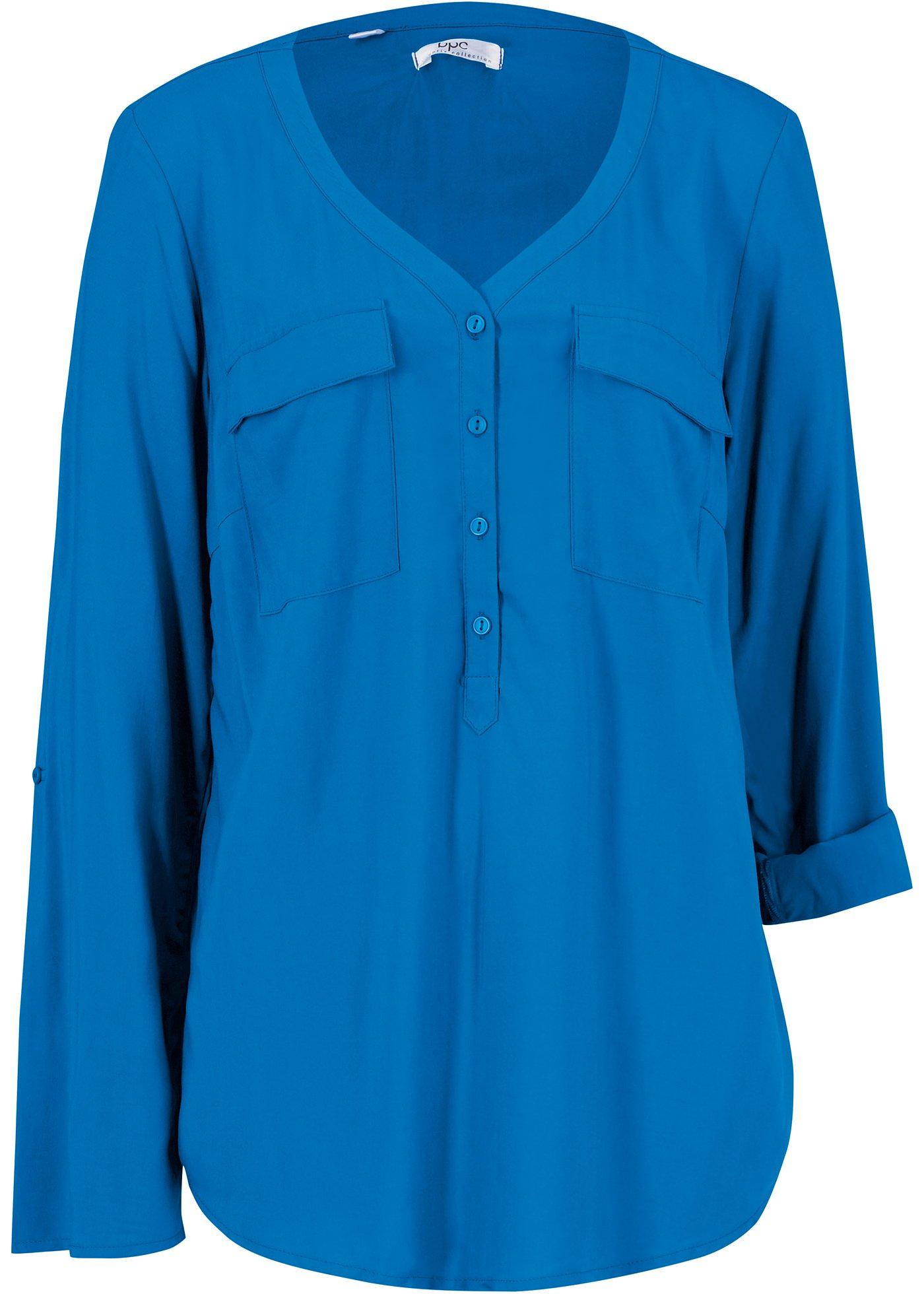 Blouse en viscose à col V et manches longues