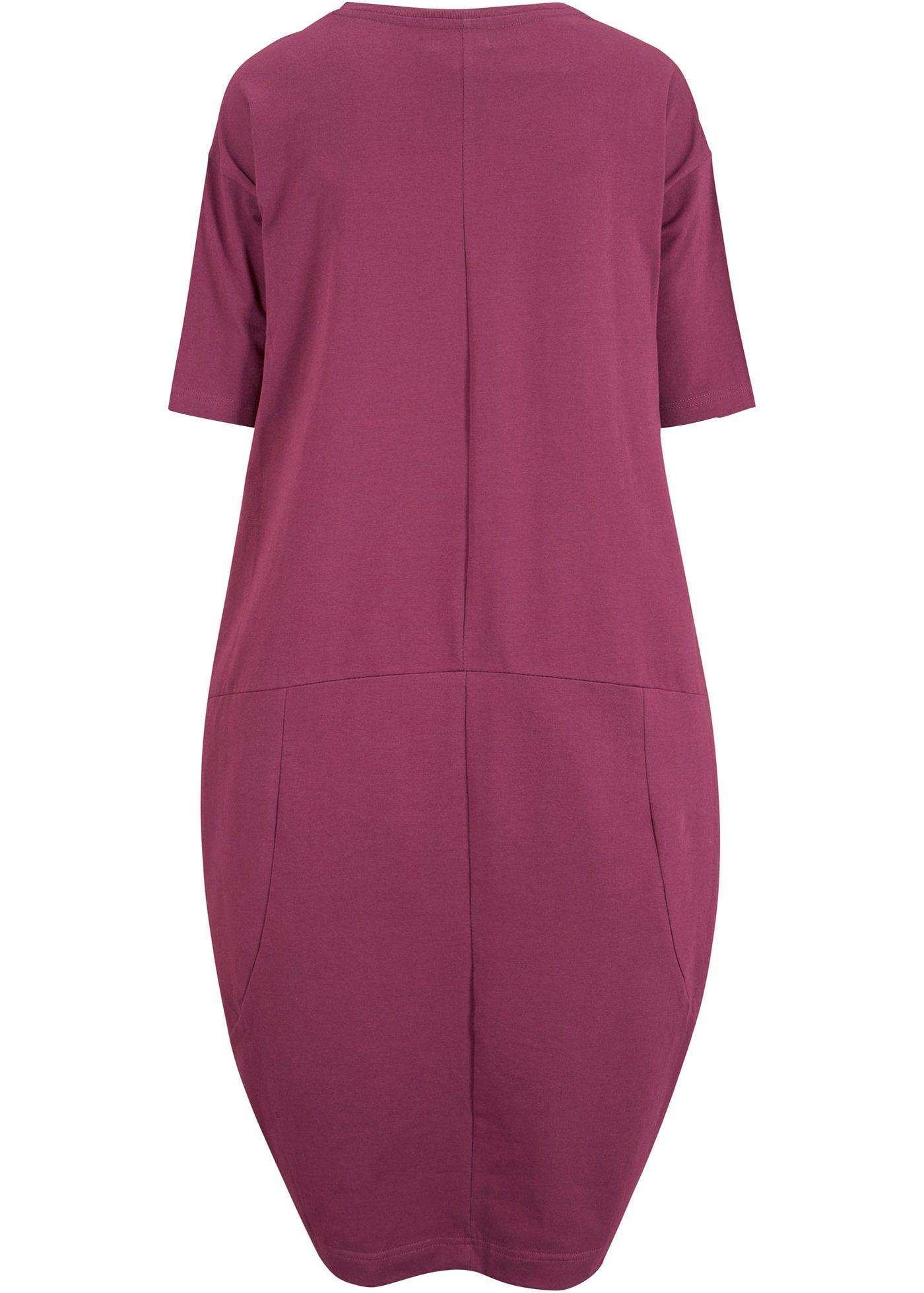 Robe coton oversize forme en O longueur genou, manches 1/2