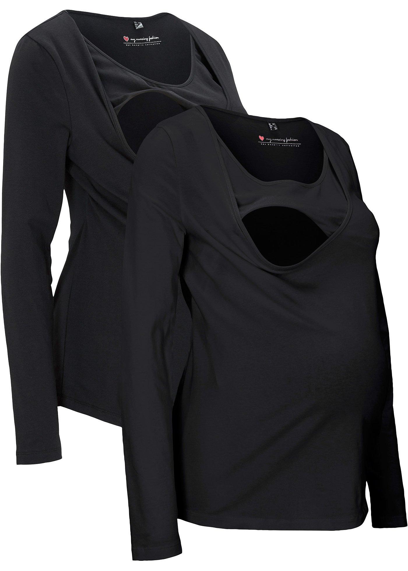 Lot de 2 T-shirts de grossesse avec fonction allaitement en coton bio