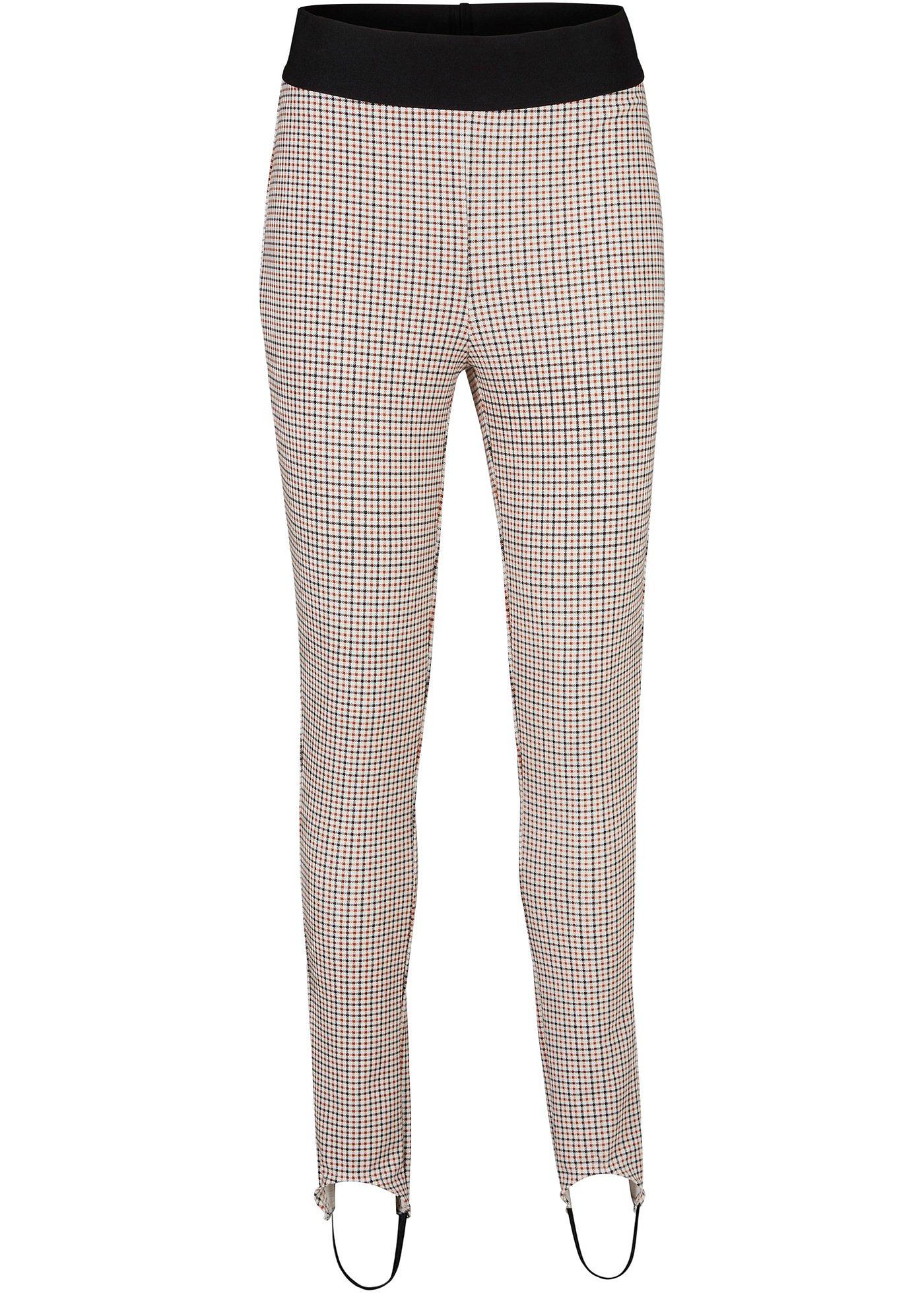 Pantalon fuseau en Punto di Roma à carreaux avec empiècement taille confortable