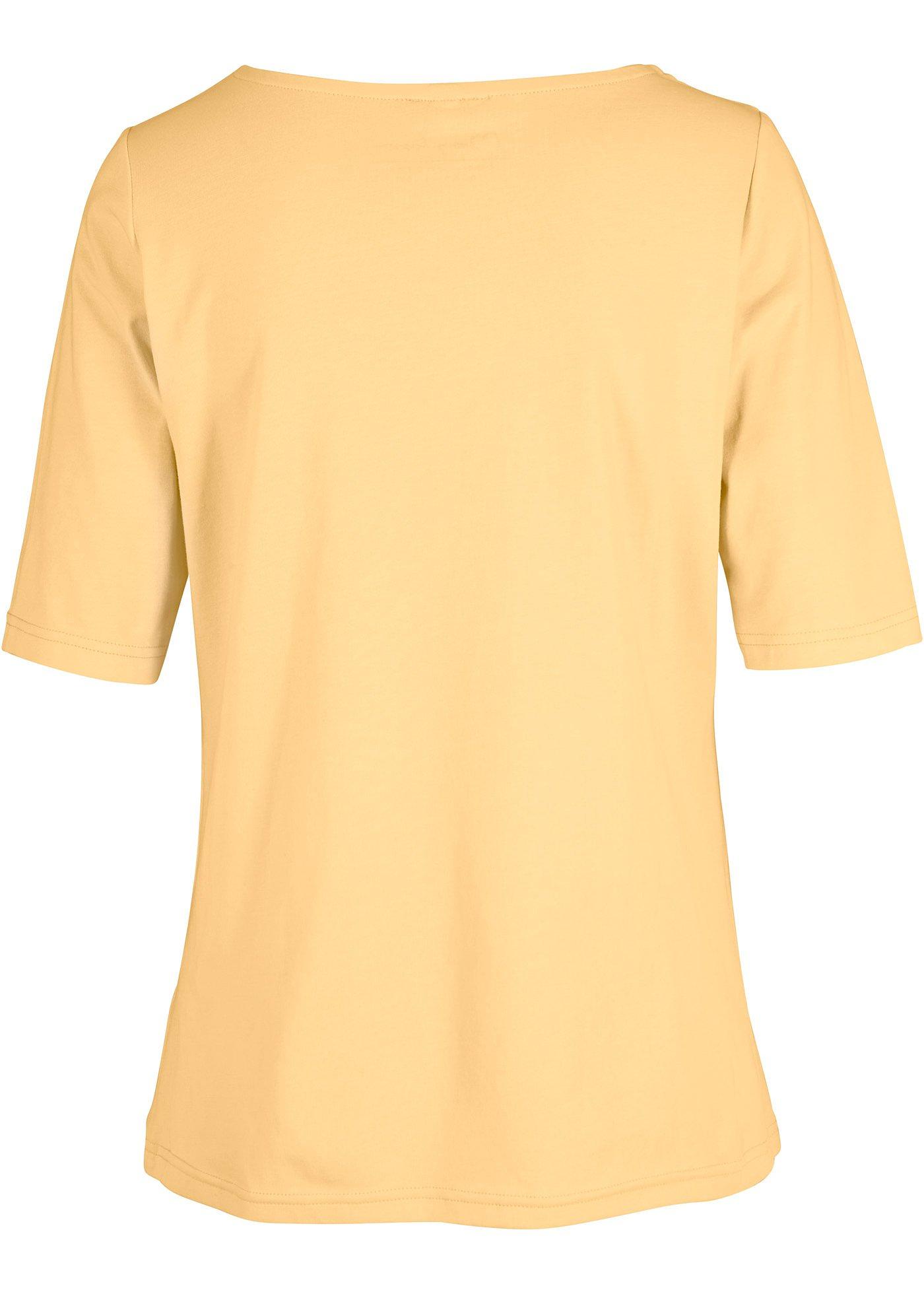 T-shirt col bateau, manches mi-longues