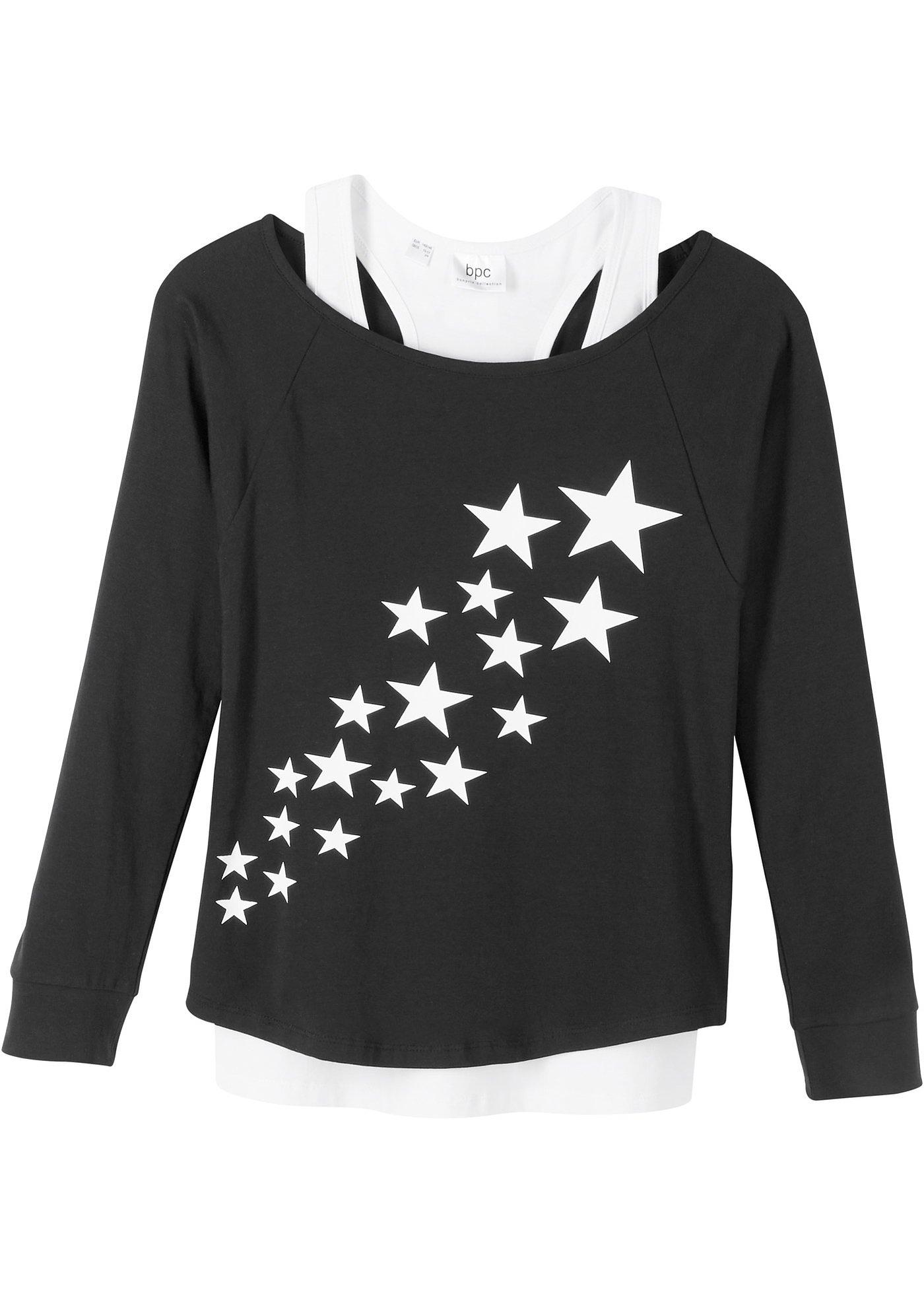 T-shirt fille avec top (Ens. 2 pces.) en coton