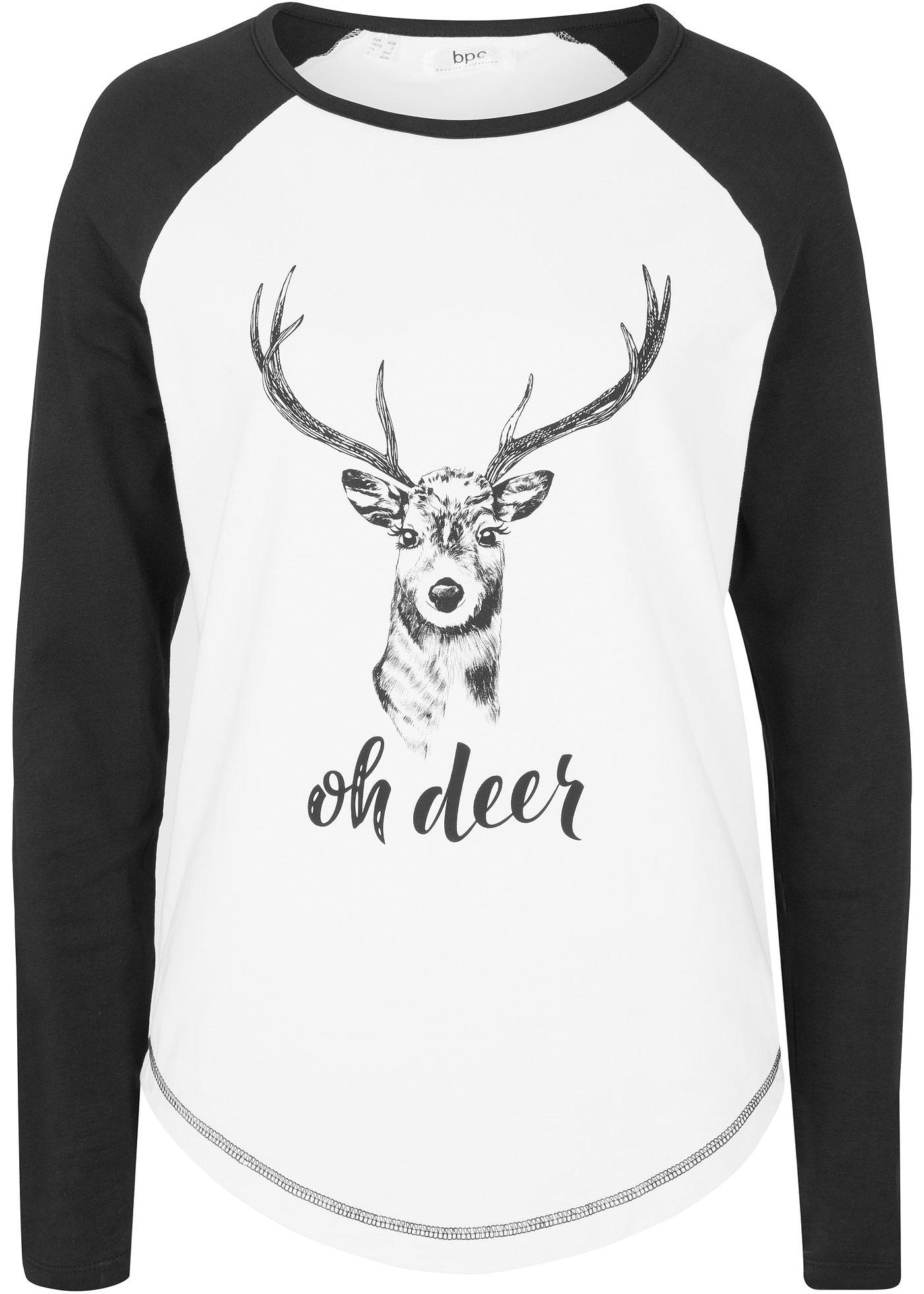 T-shirt manches longues raglan en coton à motif animalier