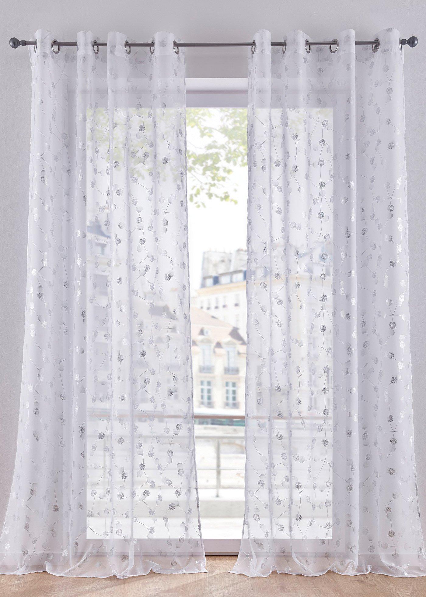 Voilage à imprimé végétal en feuille métallisée (1 pce.)