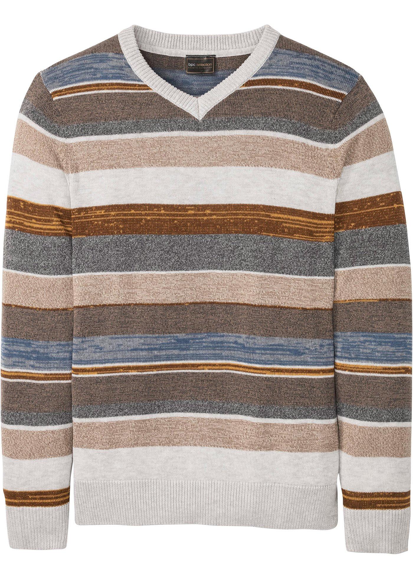 Pull à rayures et col V