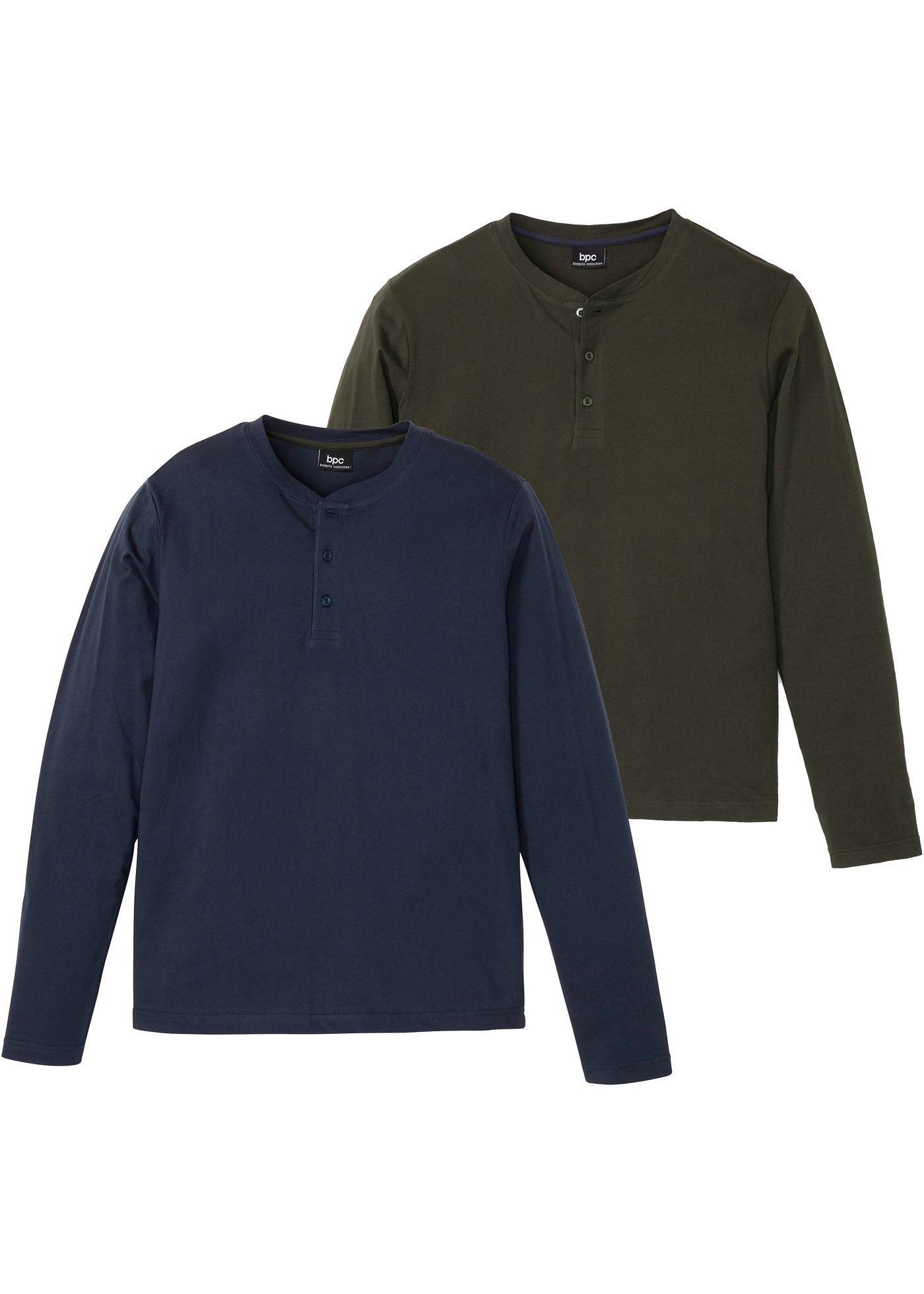 Image de Lot de 2 T-shirts col Henley manches longues