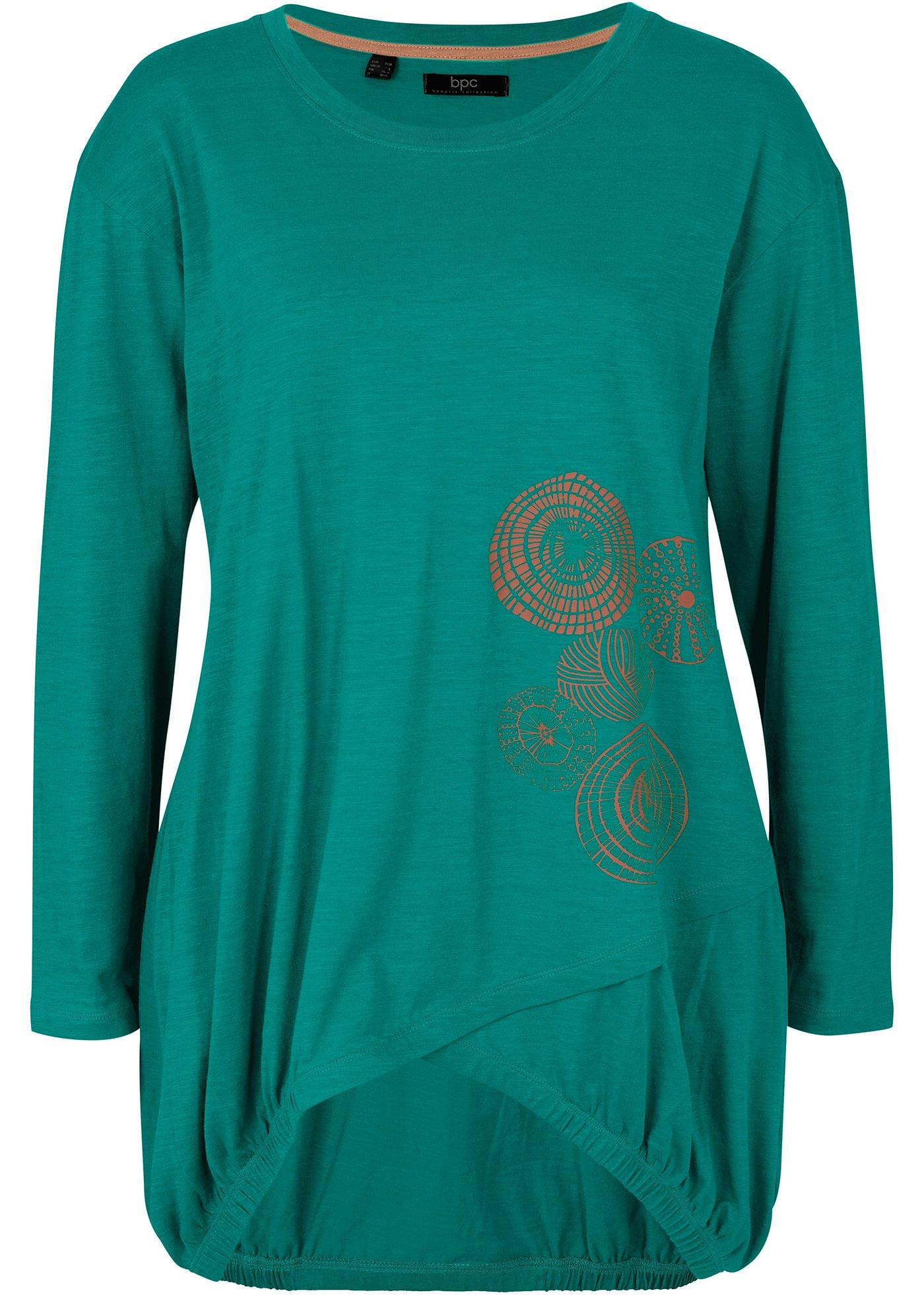 T-shirt long arrondi imprimé