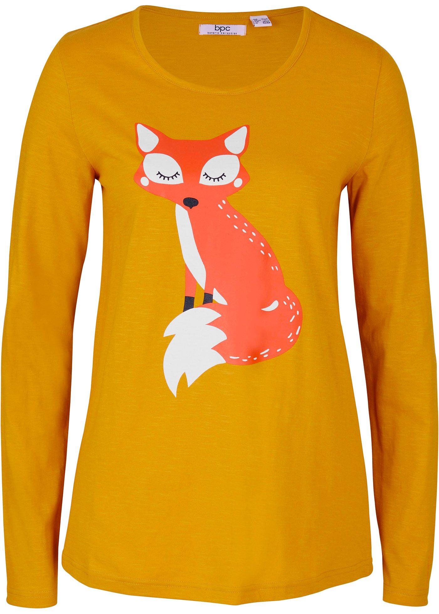 T-shirt coton manches longues motif renard