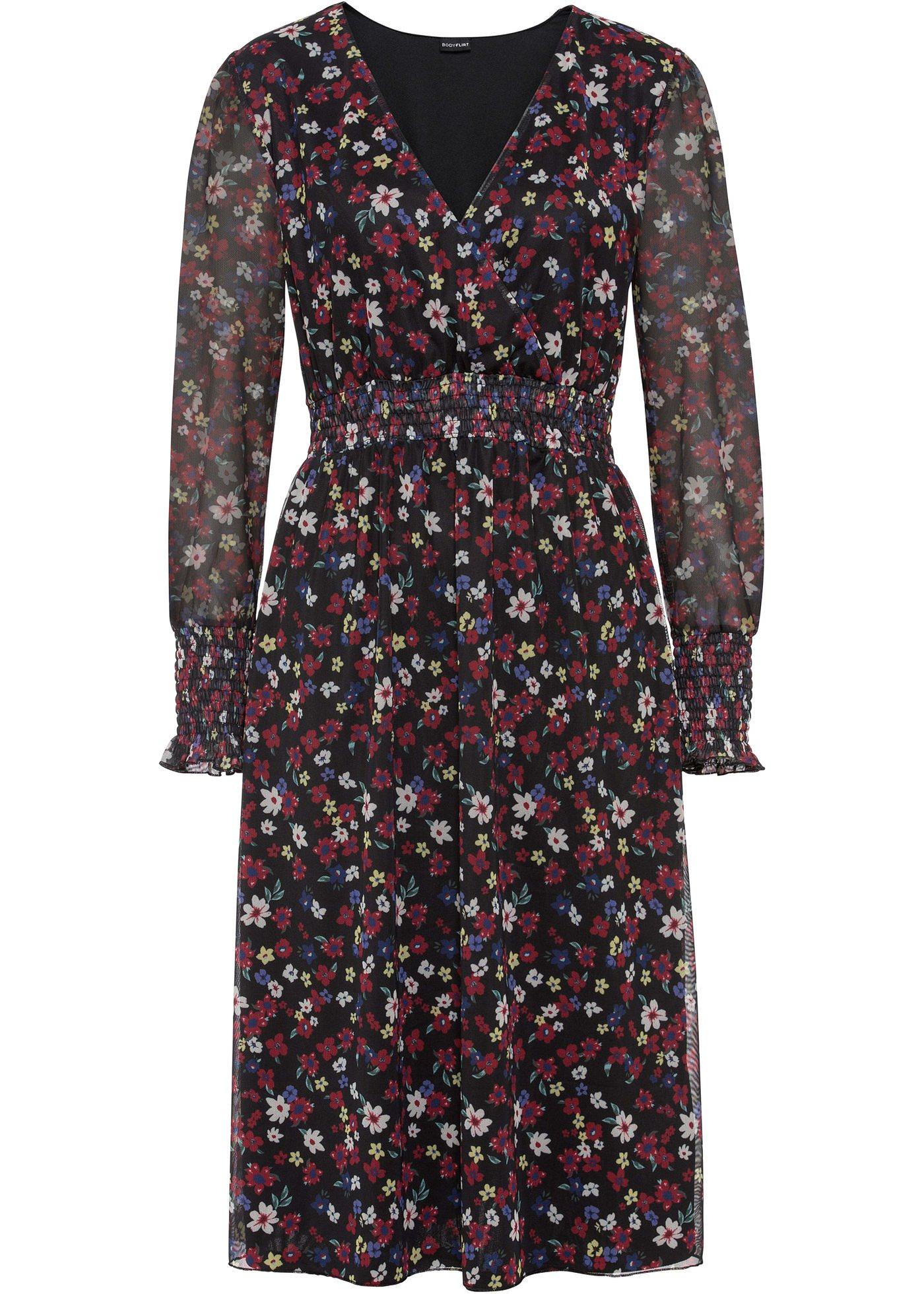 Robe en mesh imprimée avec smock