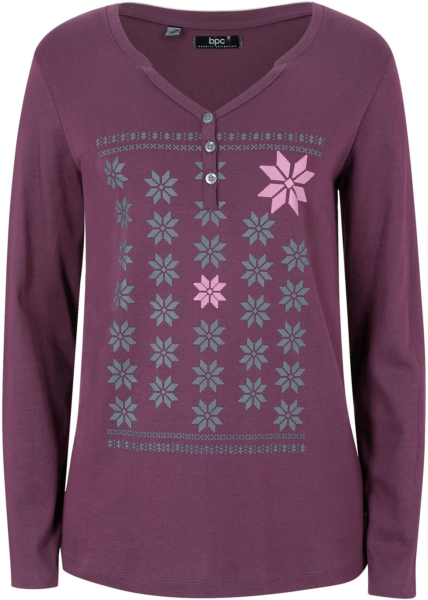 T-shirt manches longues coton à imprimé norvégien