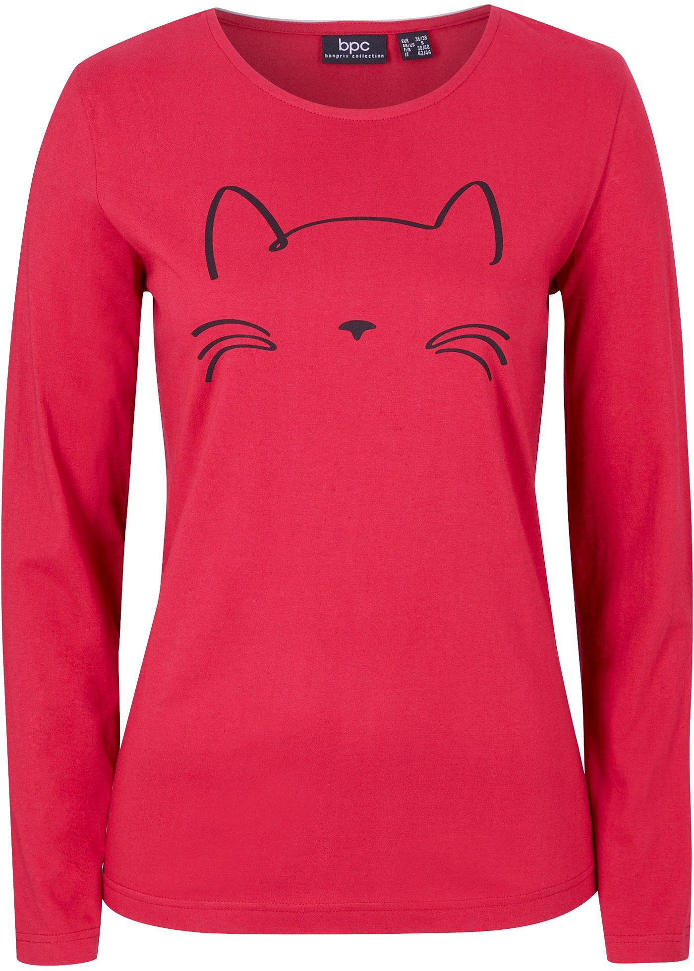 T-shirt manches longues à imprimé chat