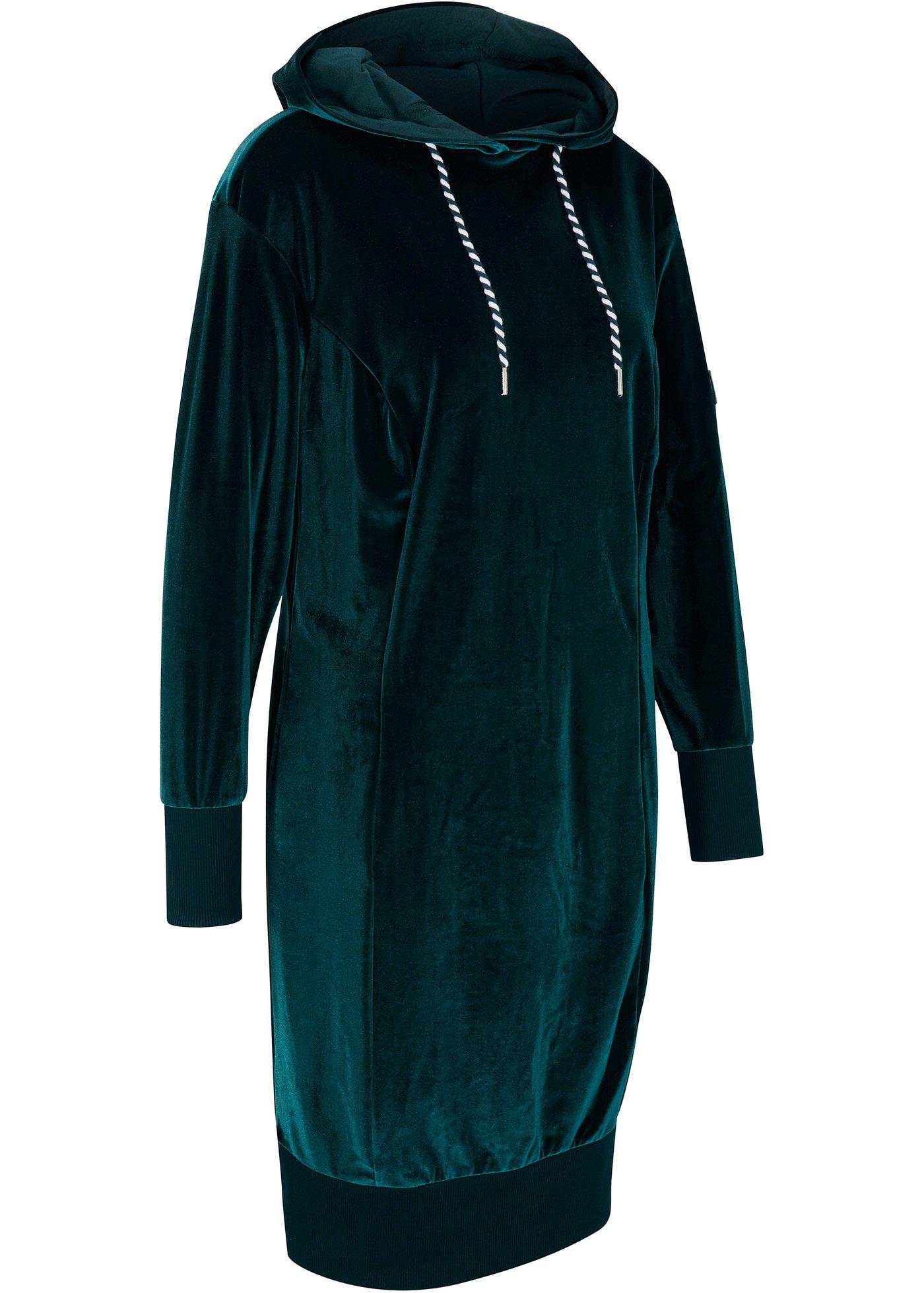 Robe oversize confortable en velours ras, manches longues