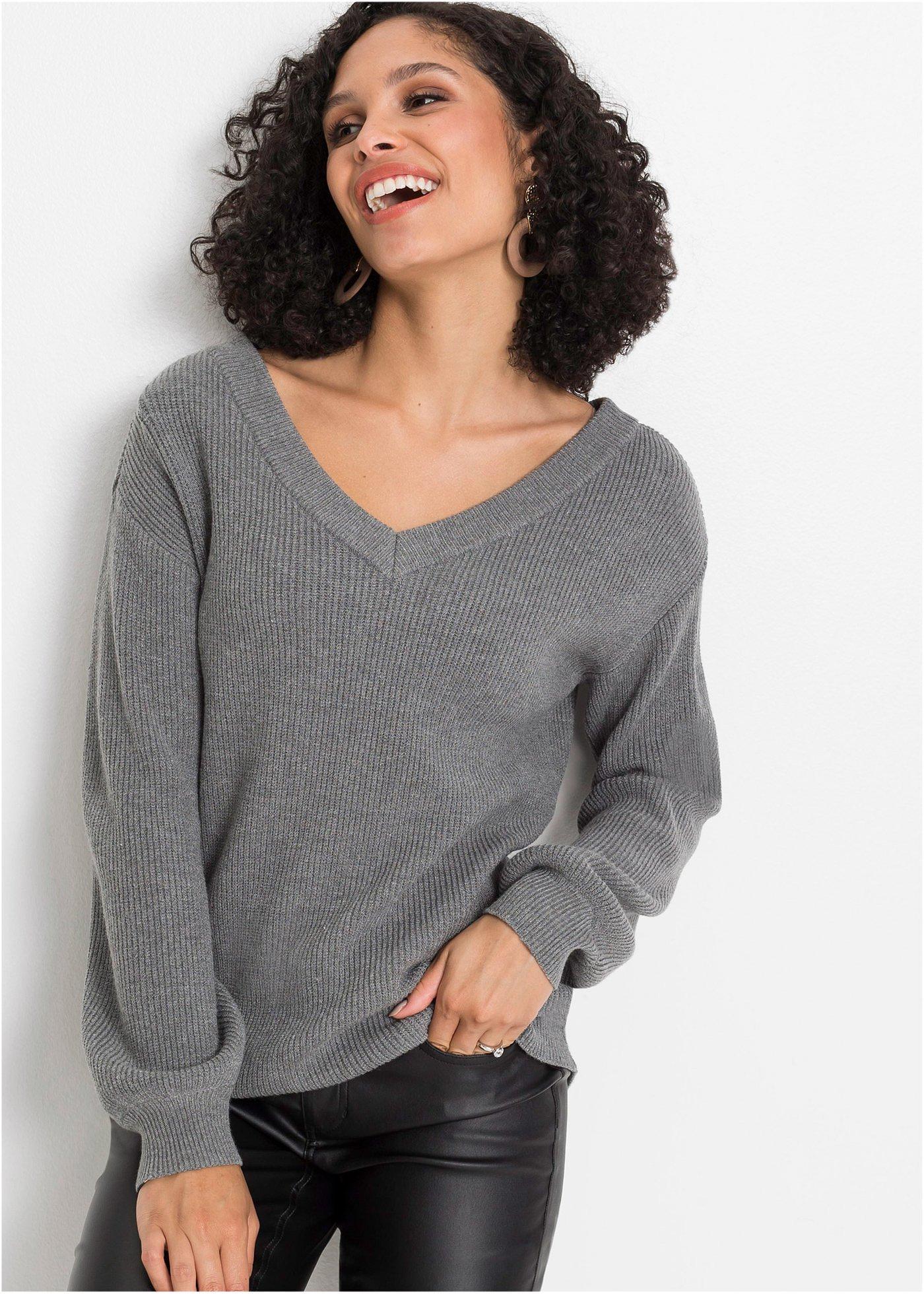pull col v plongeant femme
