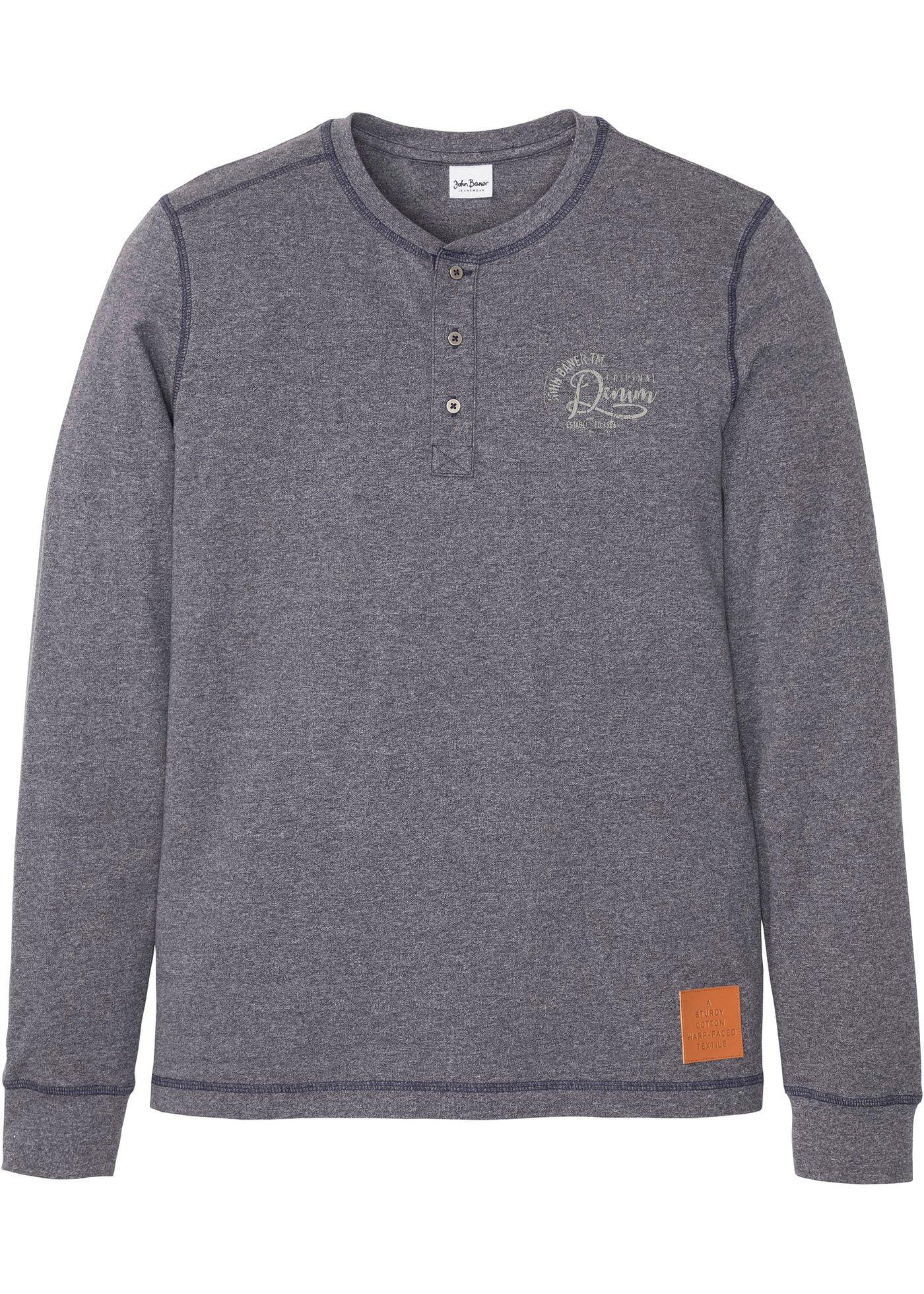 T-shirt col Henley, manches longues