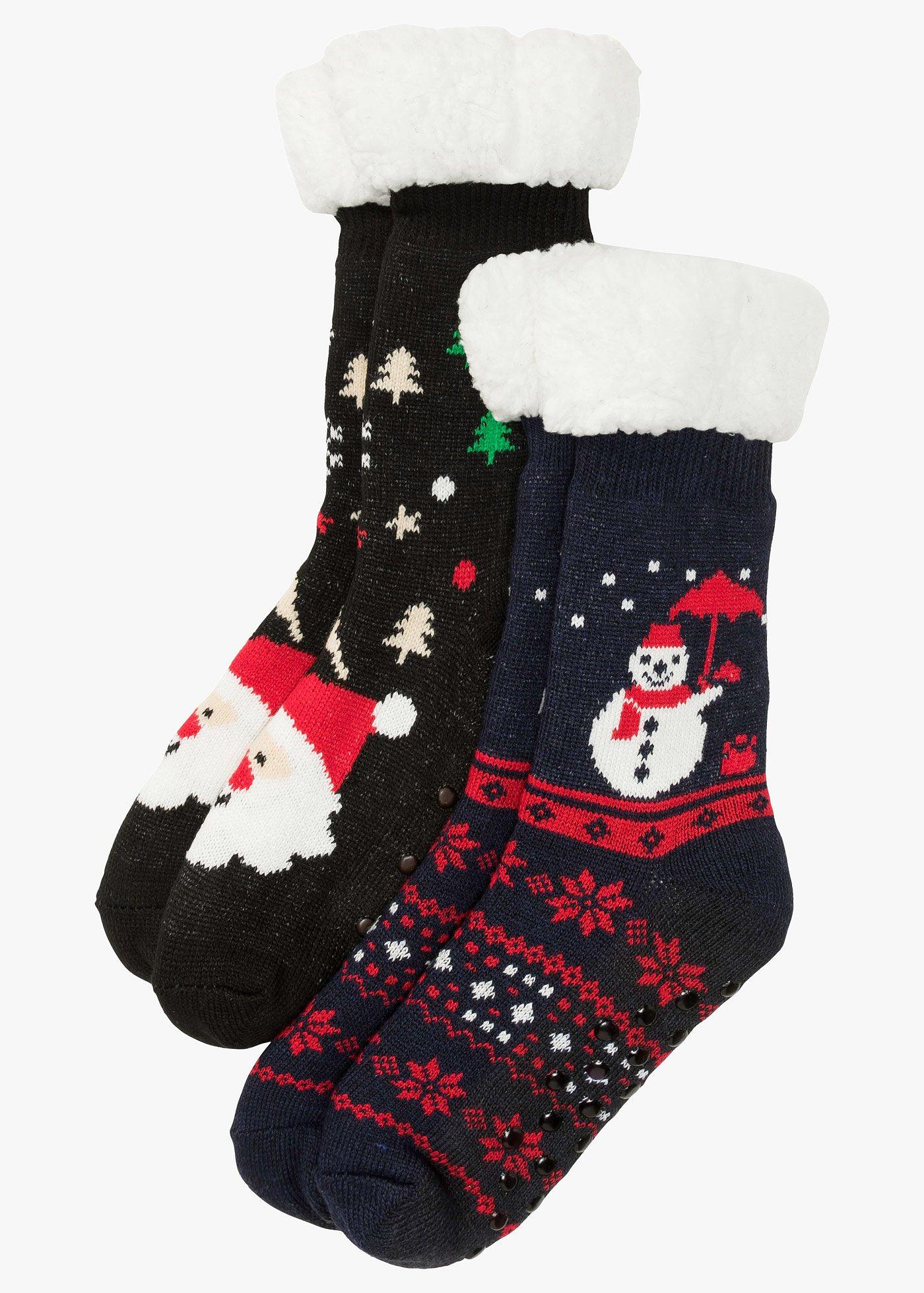 Lot de 2 paires de chaussettes douillettes avec doublure peluche