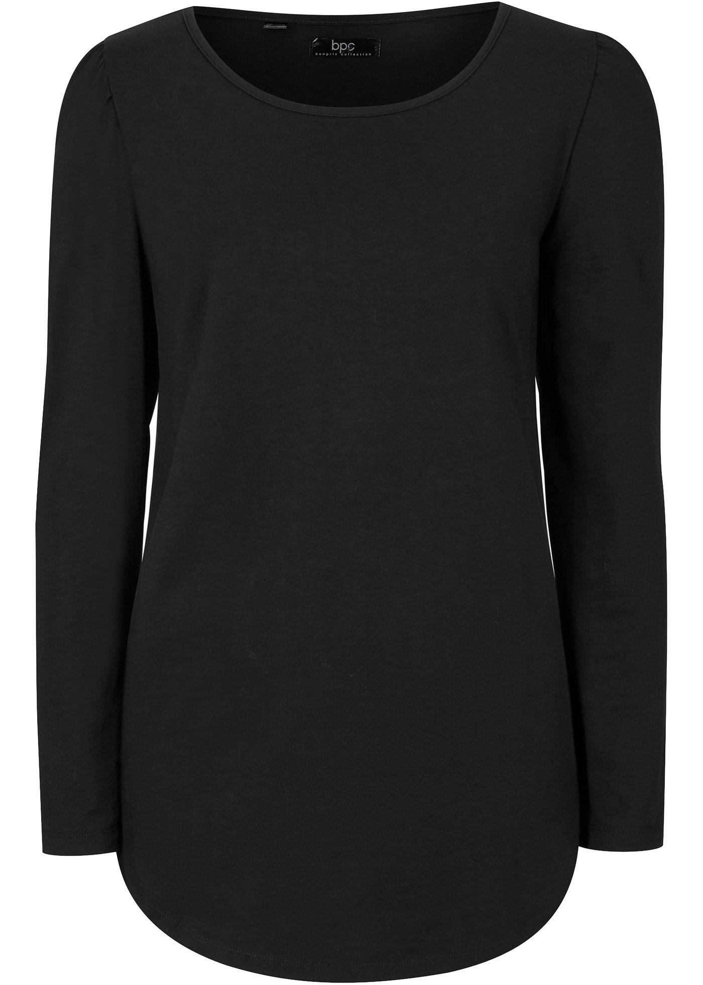 T-shirt coton manches longues à manches légèrement bouffantes