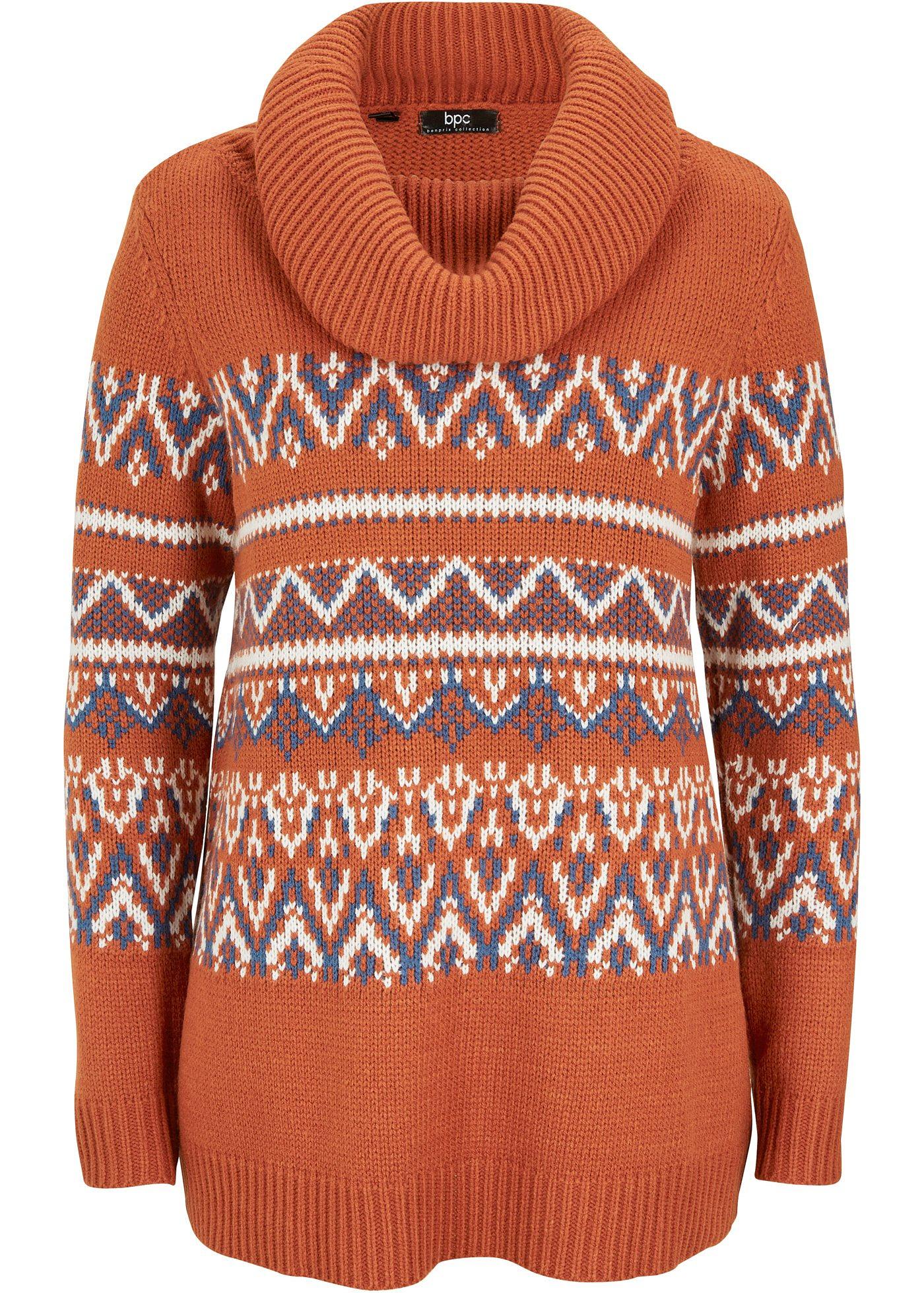 Pull norvégien à col roulé ample, trapèze