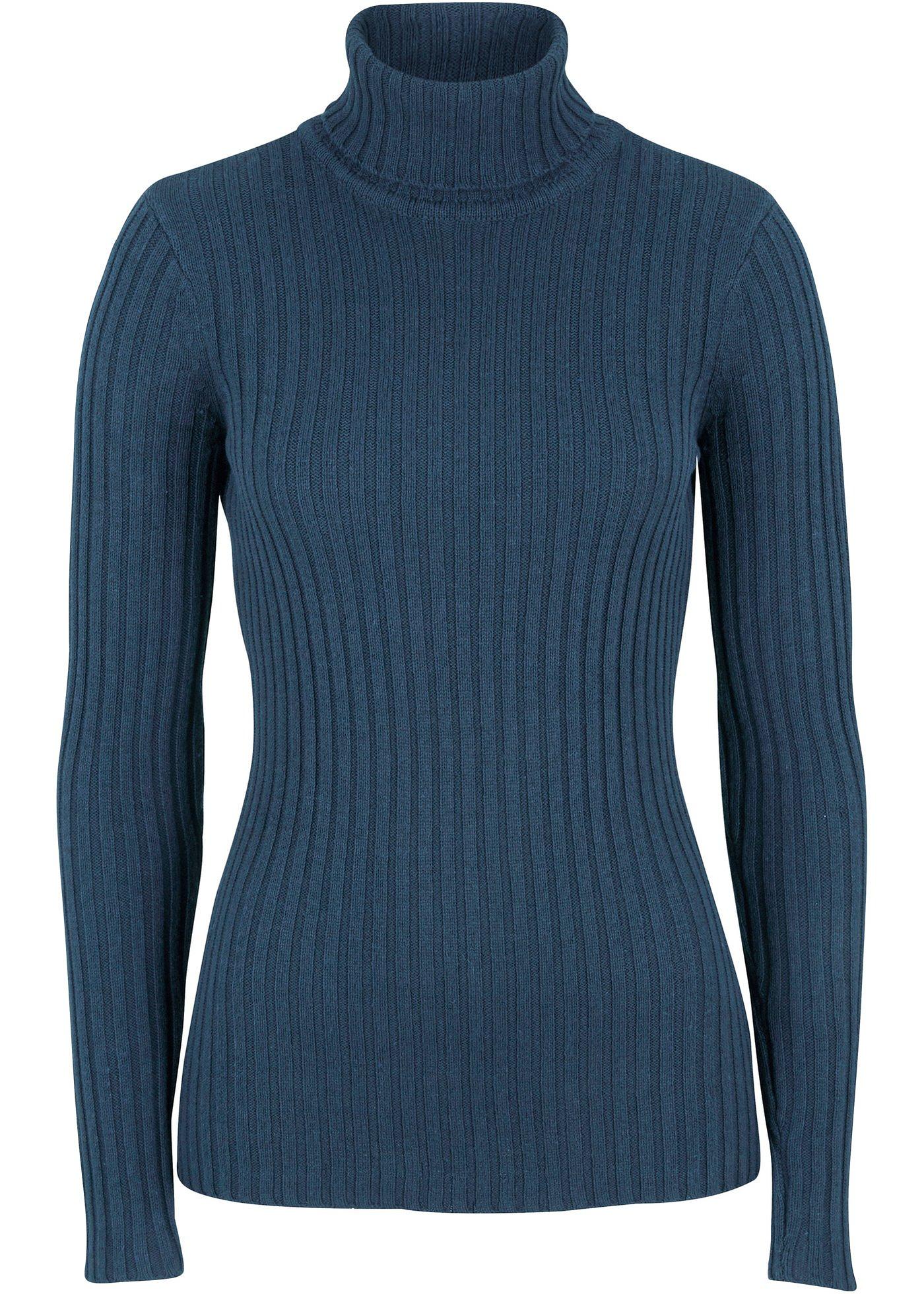 Pull en maille à col roulé, coton recyclé