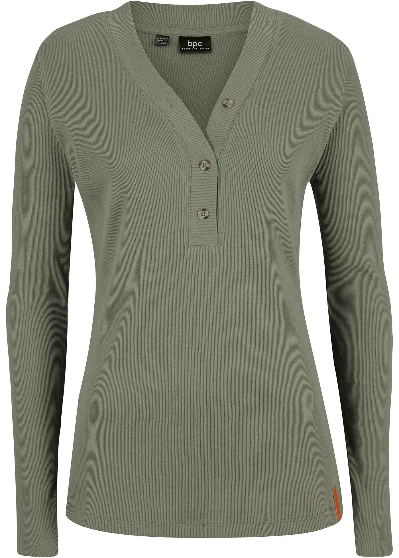 T-shirt manches longues avec patte de boutonnage