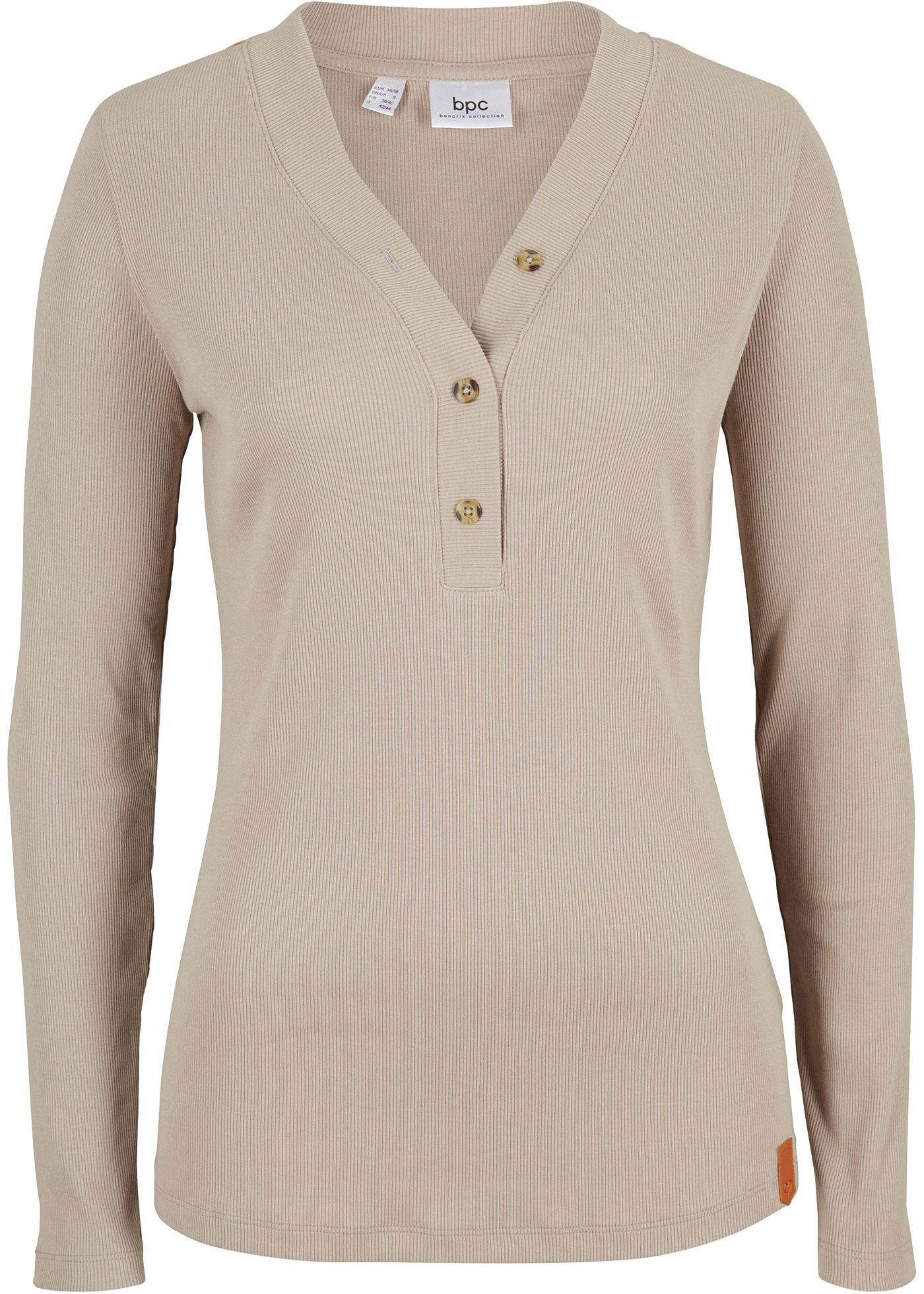 T-shirt manches longues avec patte de boutonnage