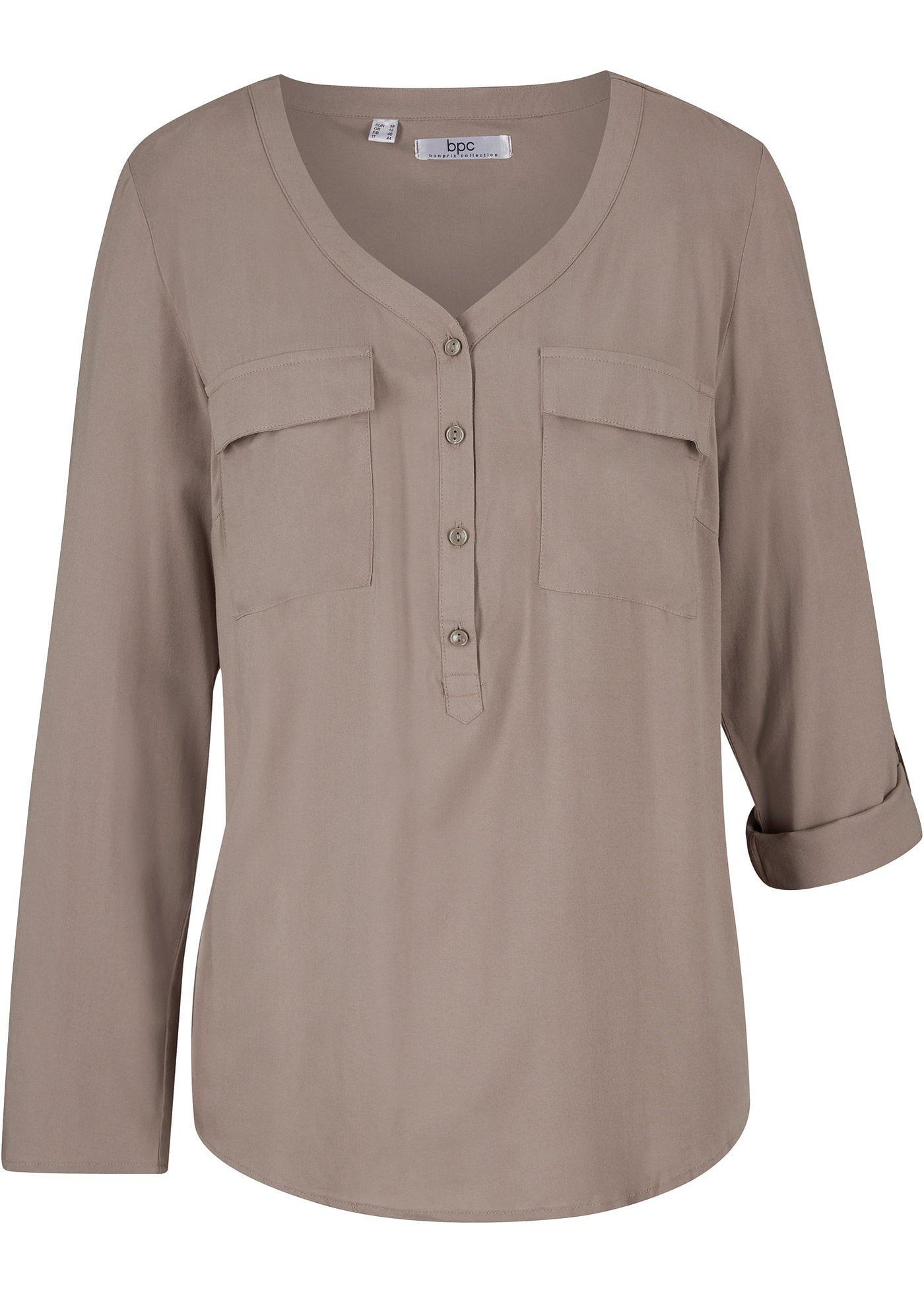 Blouse en viscose à col V et manches longues