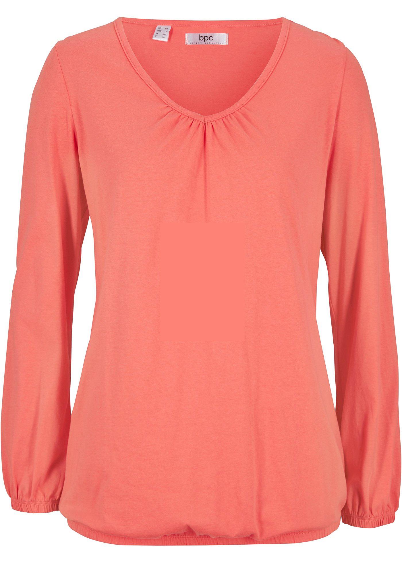 T-shirt coton élastiqué, manches longues