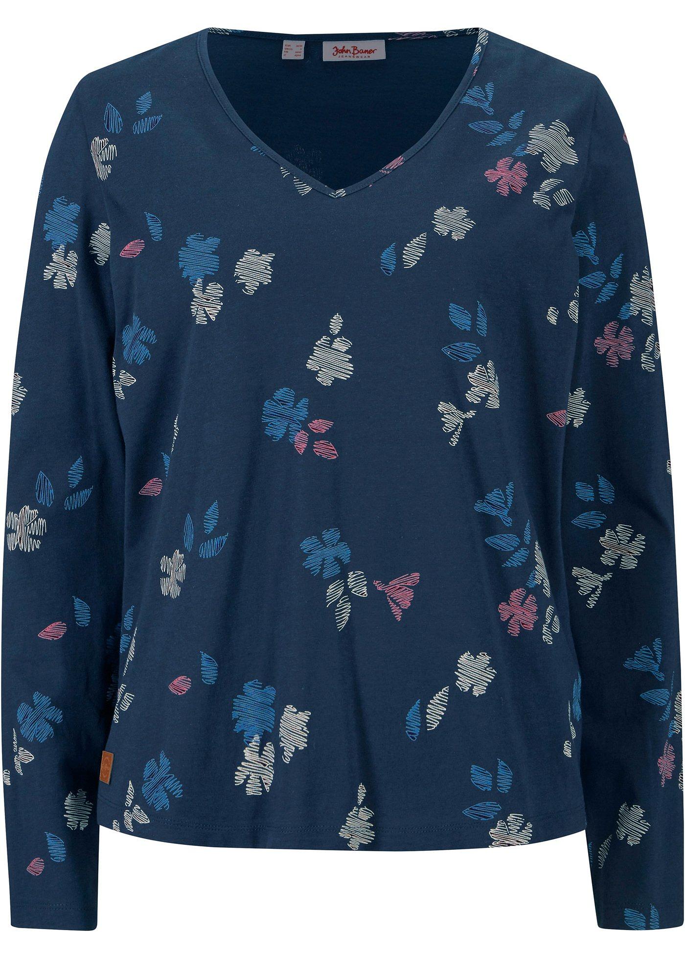 T-shirt en coton bio, manches longues, imprimé floral