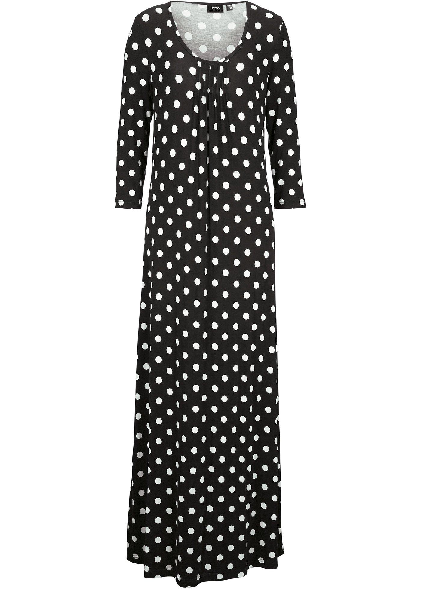 Robe longue extensible trapèze, manches 3/4