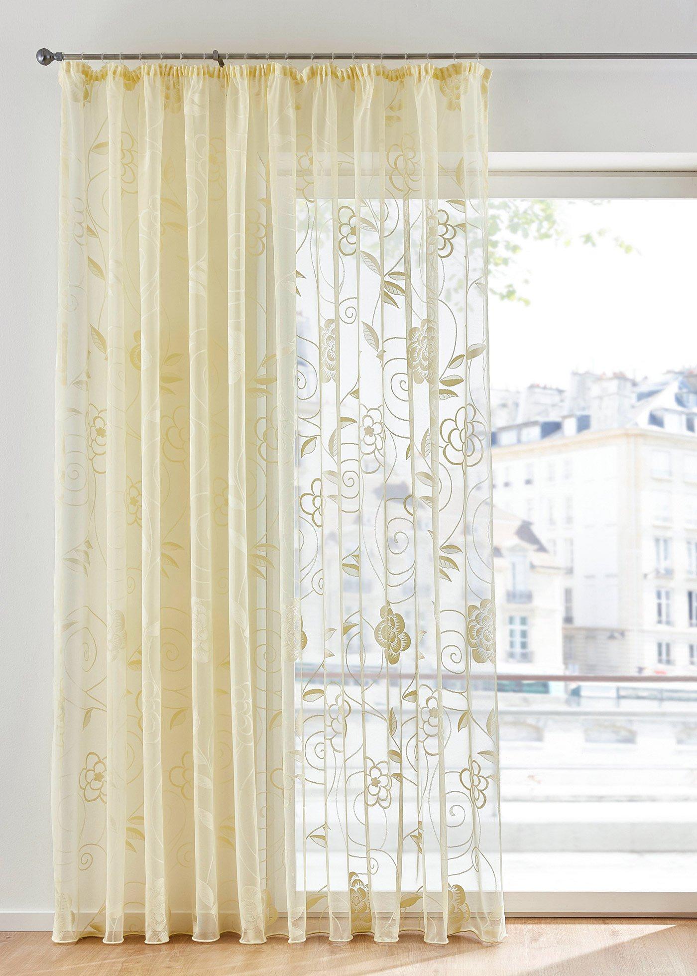 Voilage jacquard à fleurs