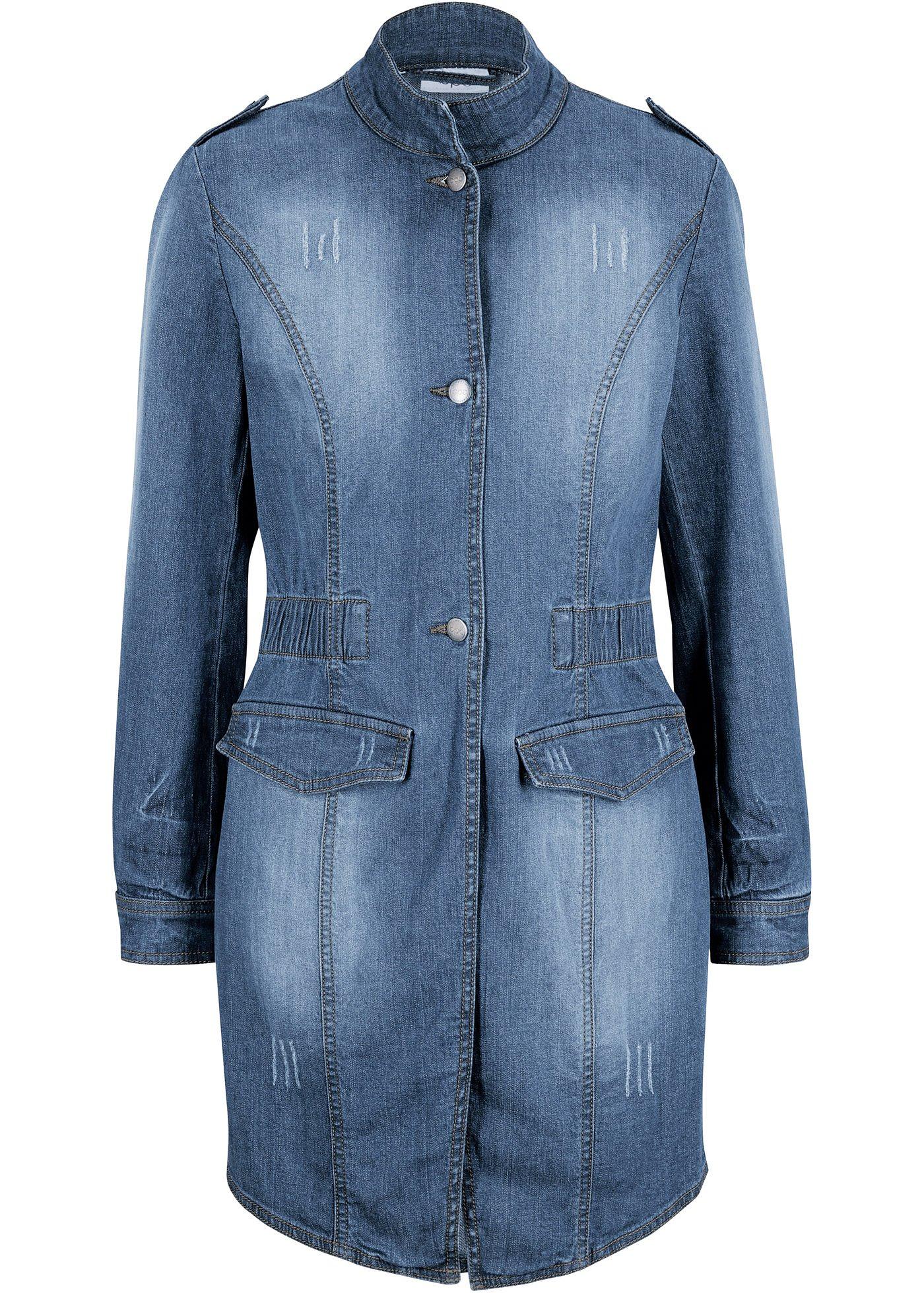 Blazer long en jean avec détails fronces