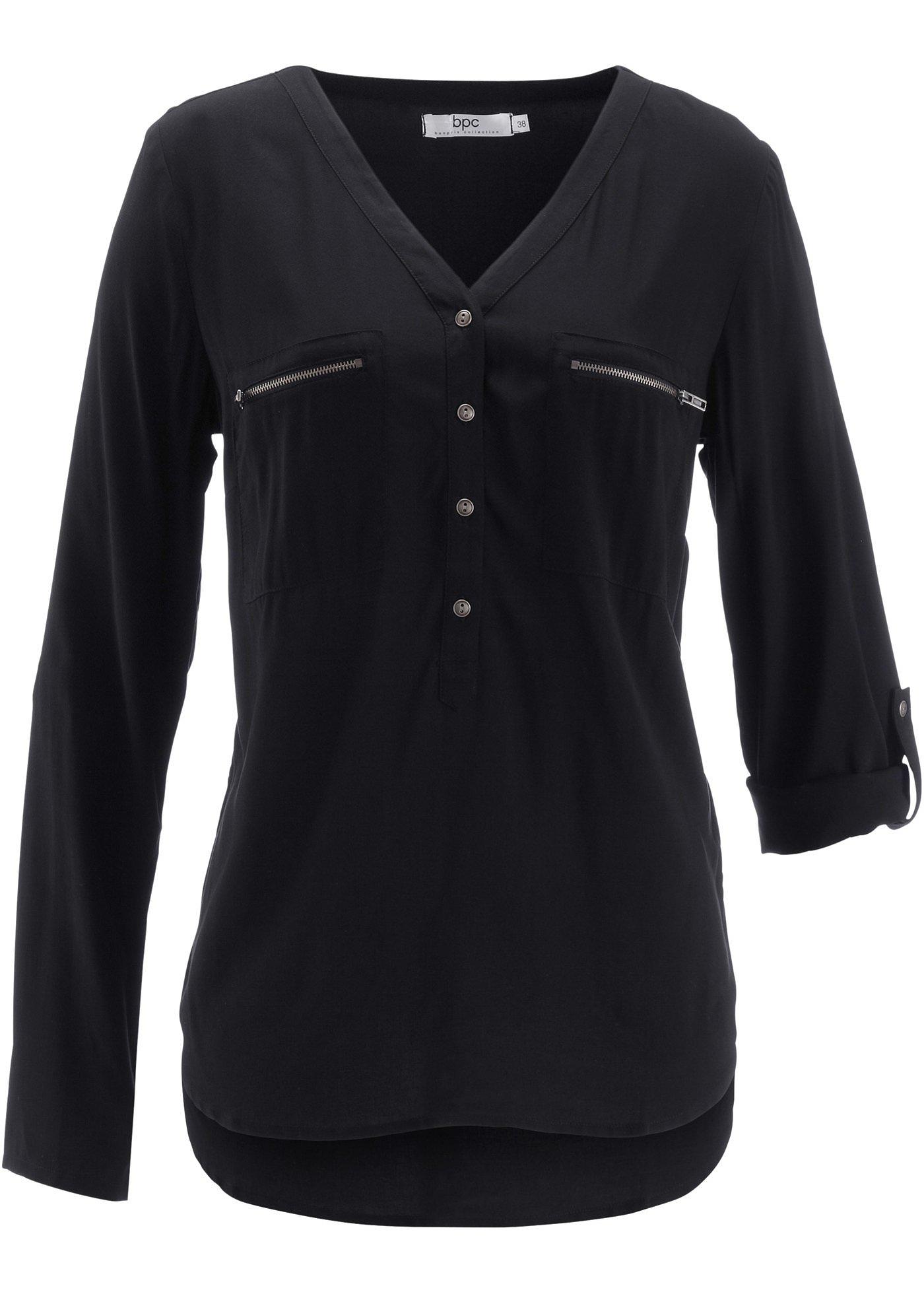 Blouse en viscose col V, manches longues