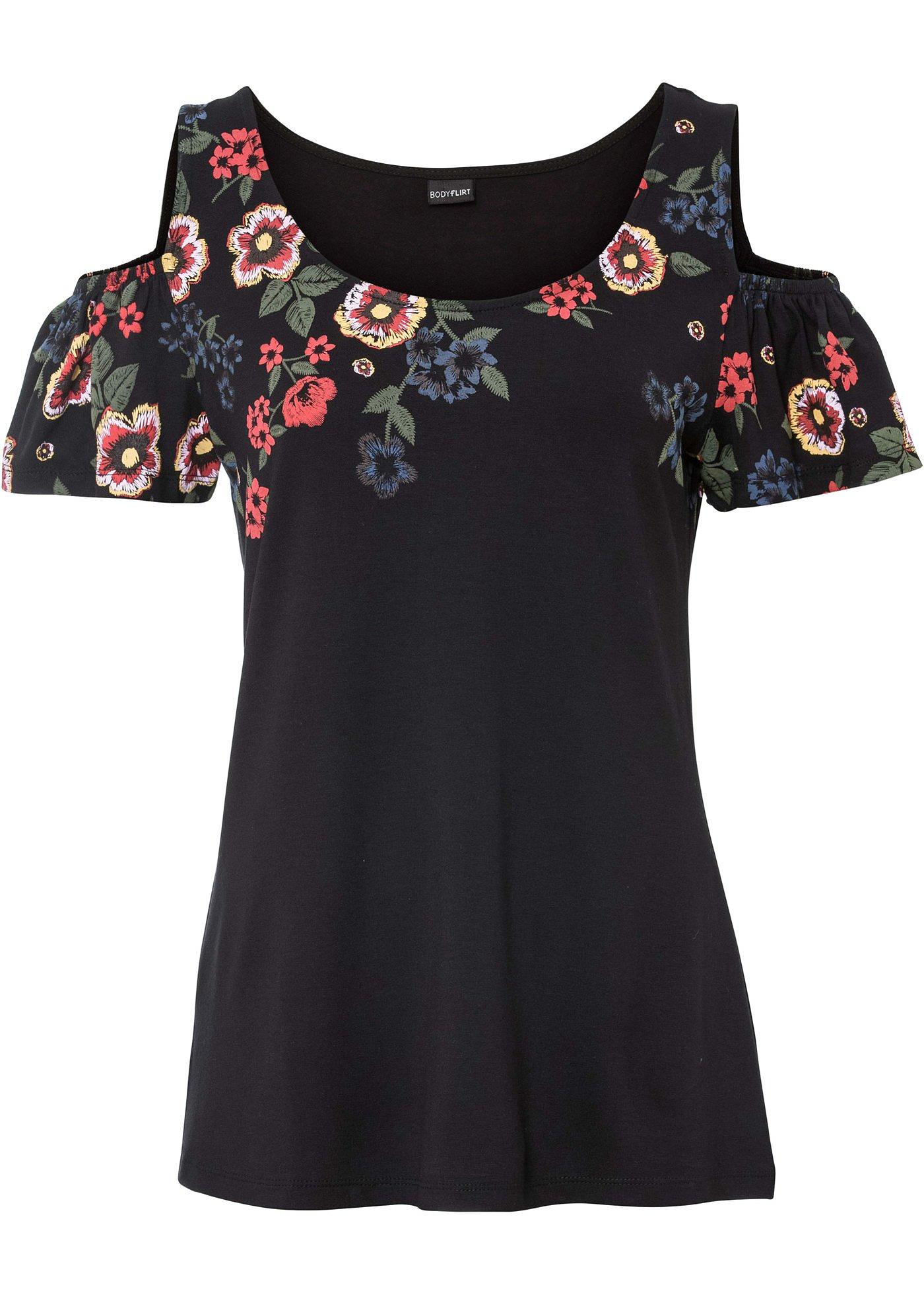 T-shirt à épaules dénudées imprimé