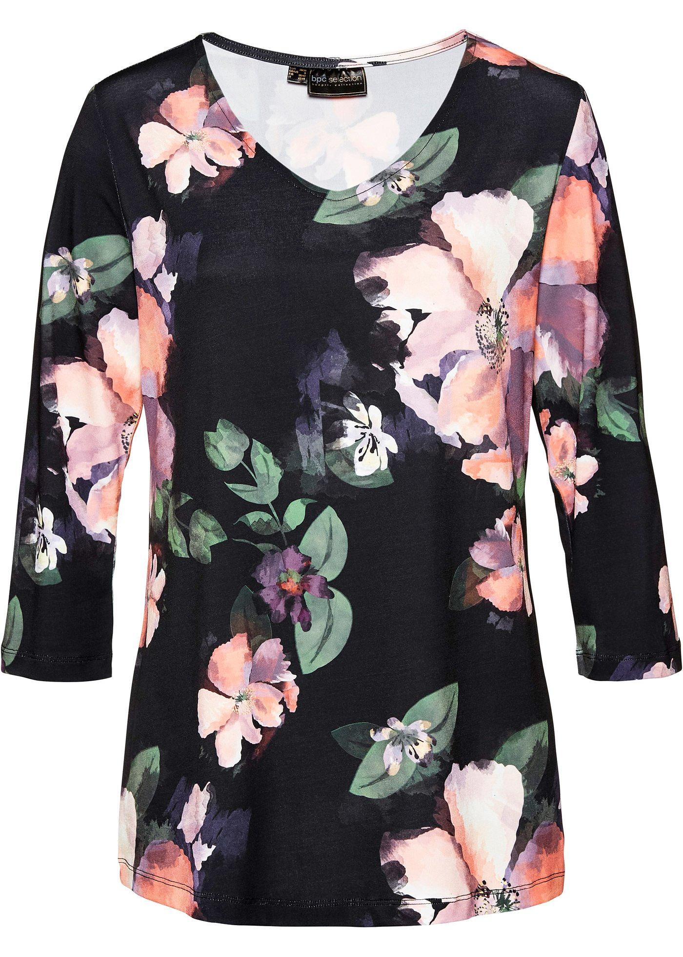 T-shirt manches 3/4 à motif floral