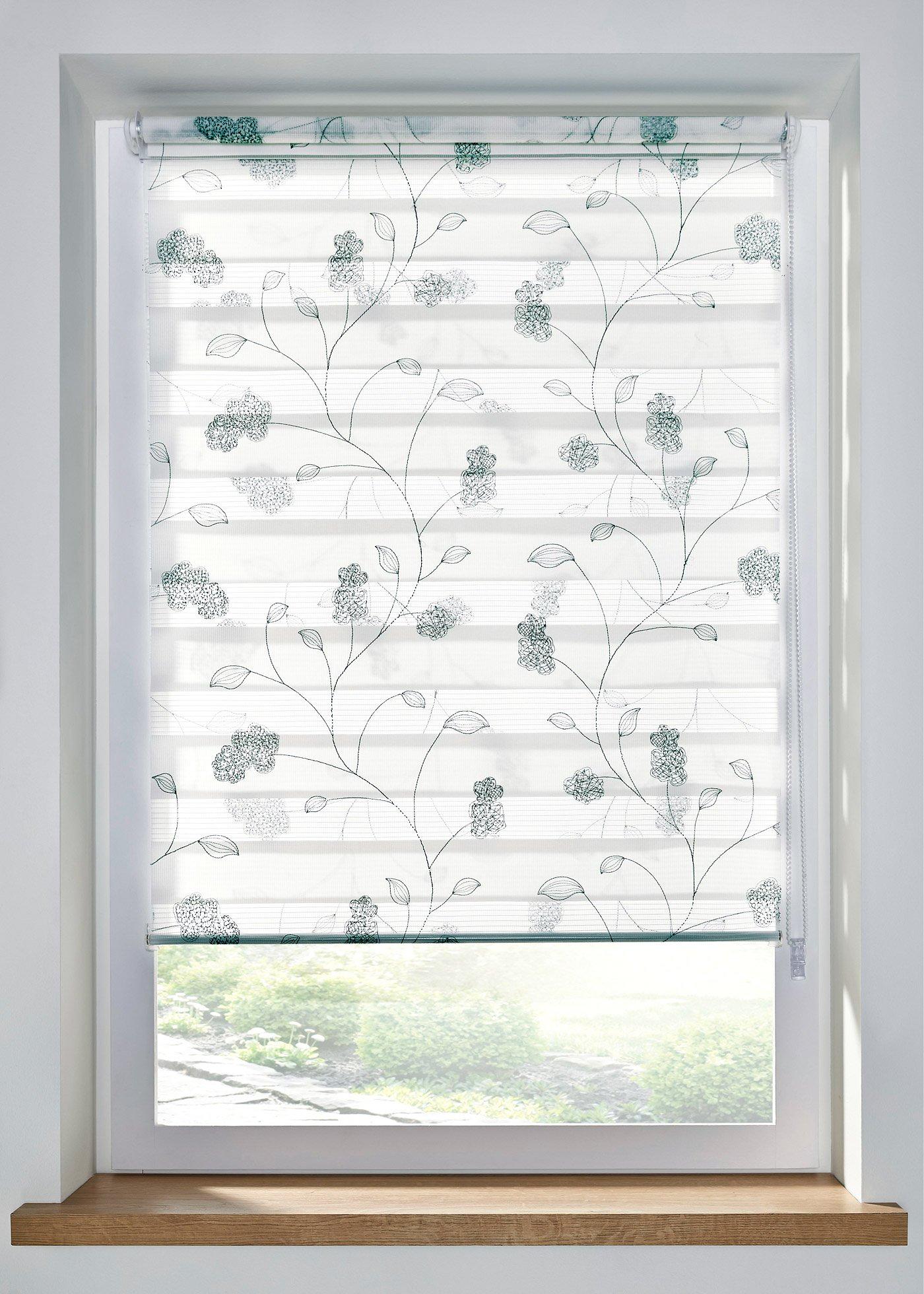 Store double brodé à fleurs