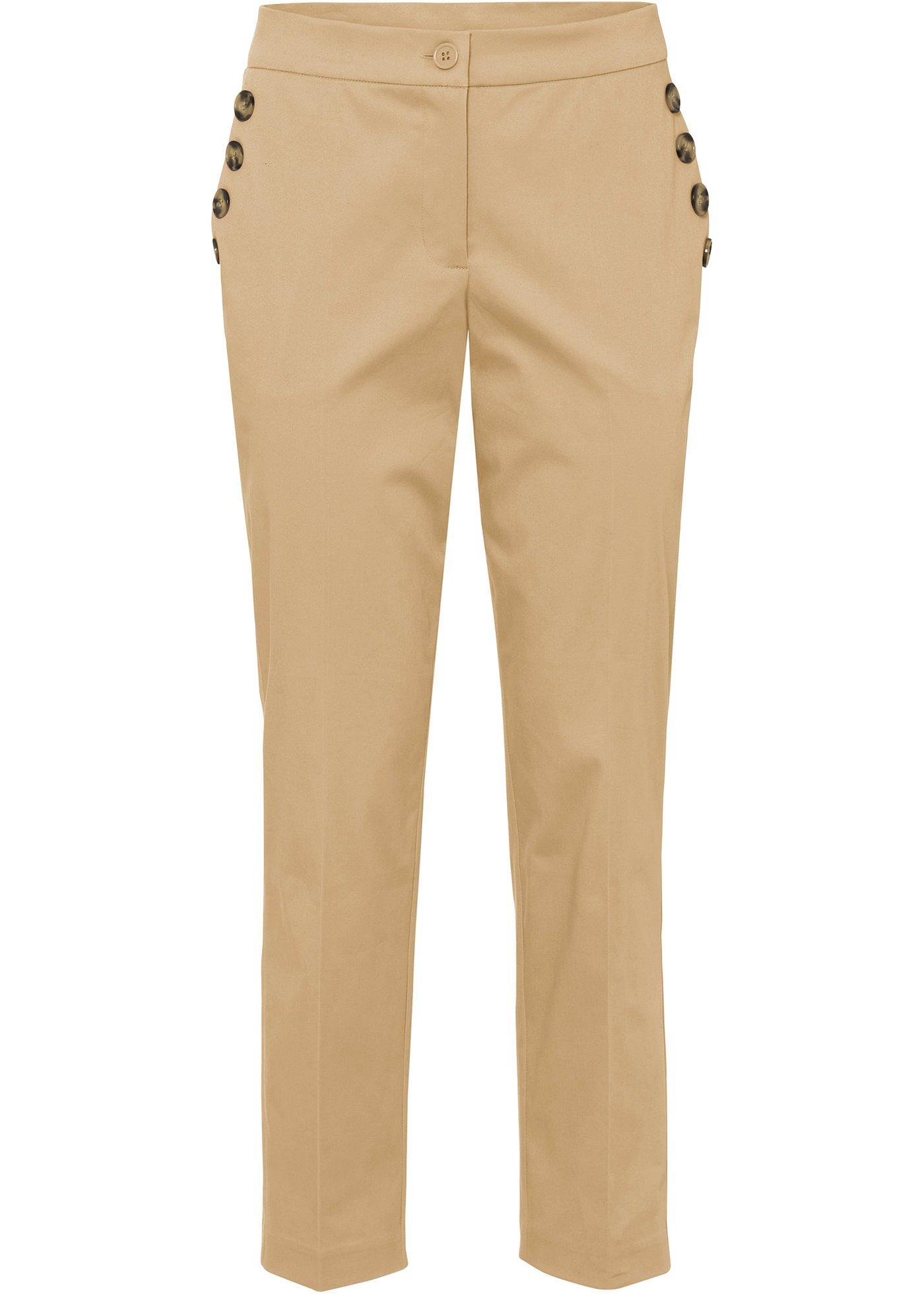 Pantalon extensible élégant avec boutons décoratifs