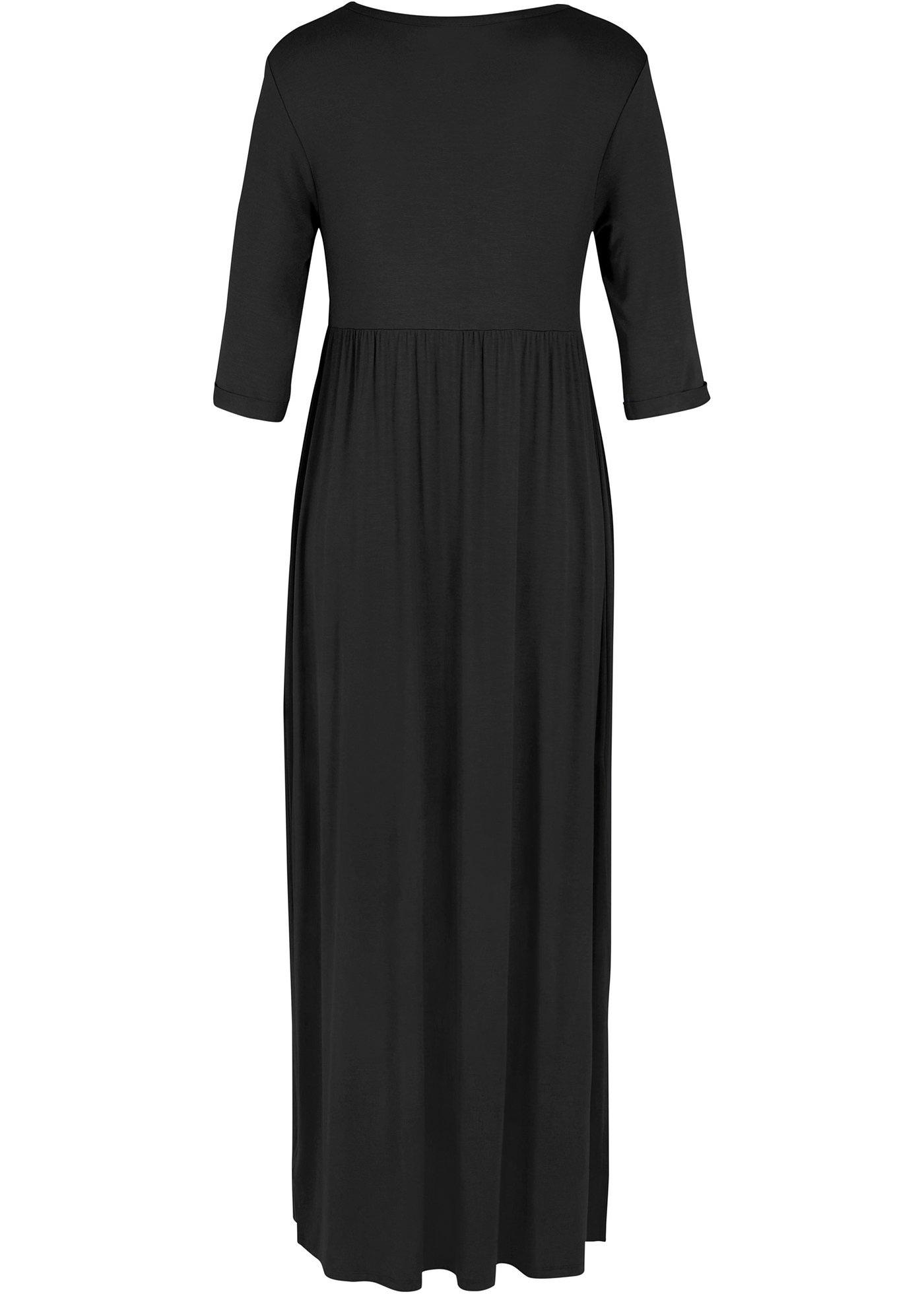 Robe longue extensible à col rond