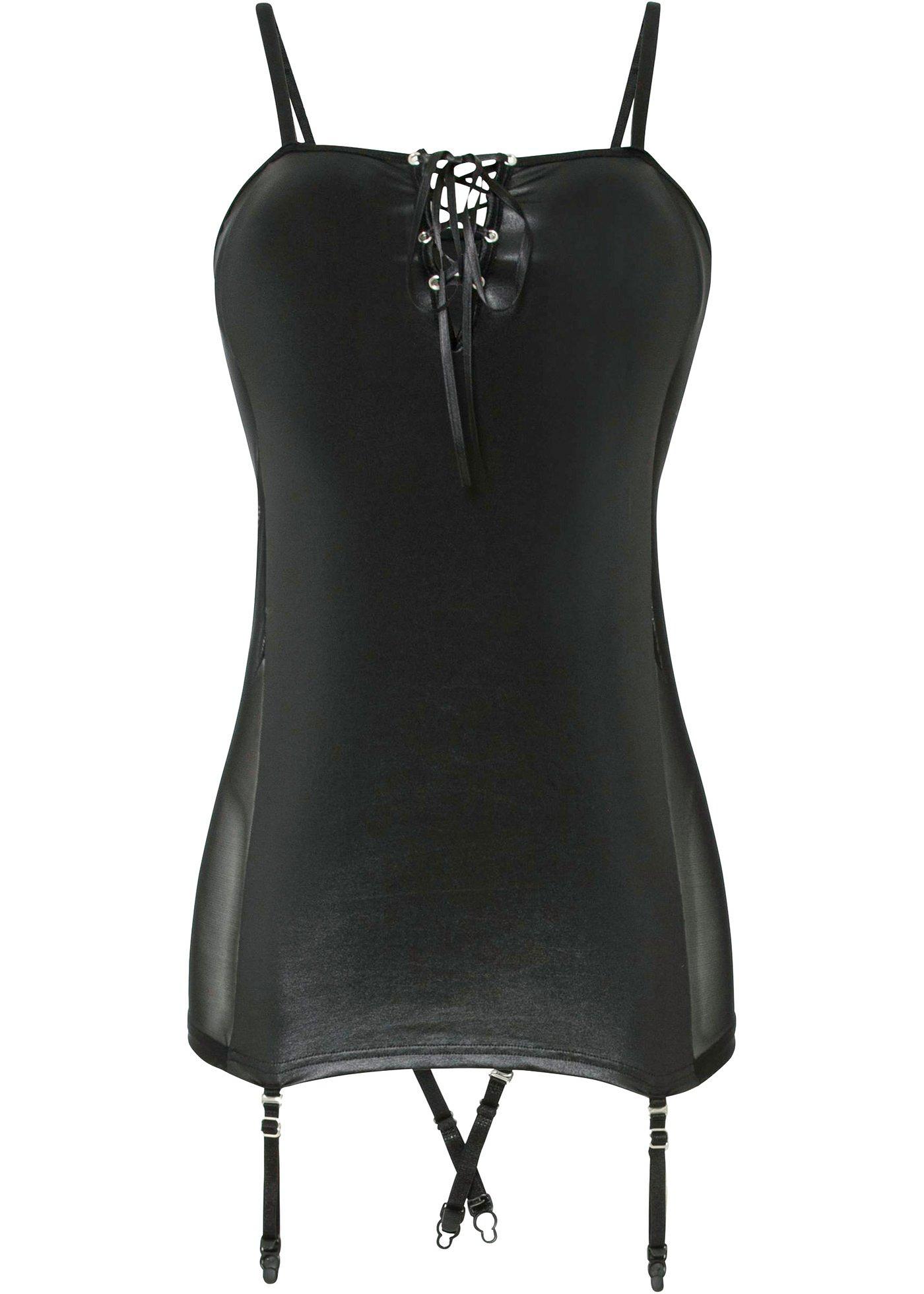 Nuisette porte-jarretelles en wet-look