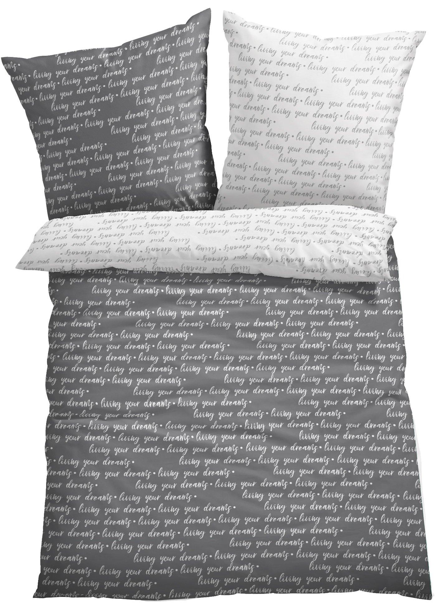 Parure de lit réversible avec inscriptions