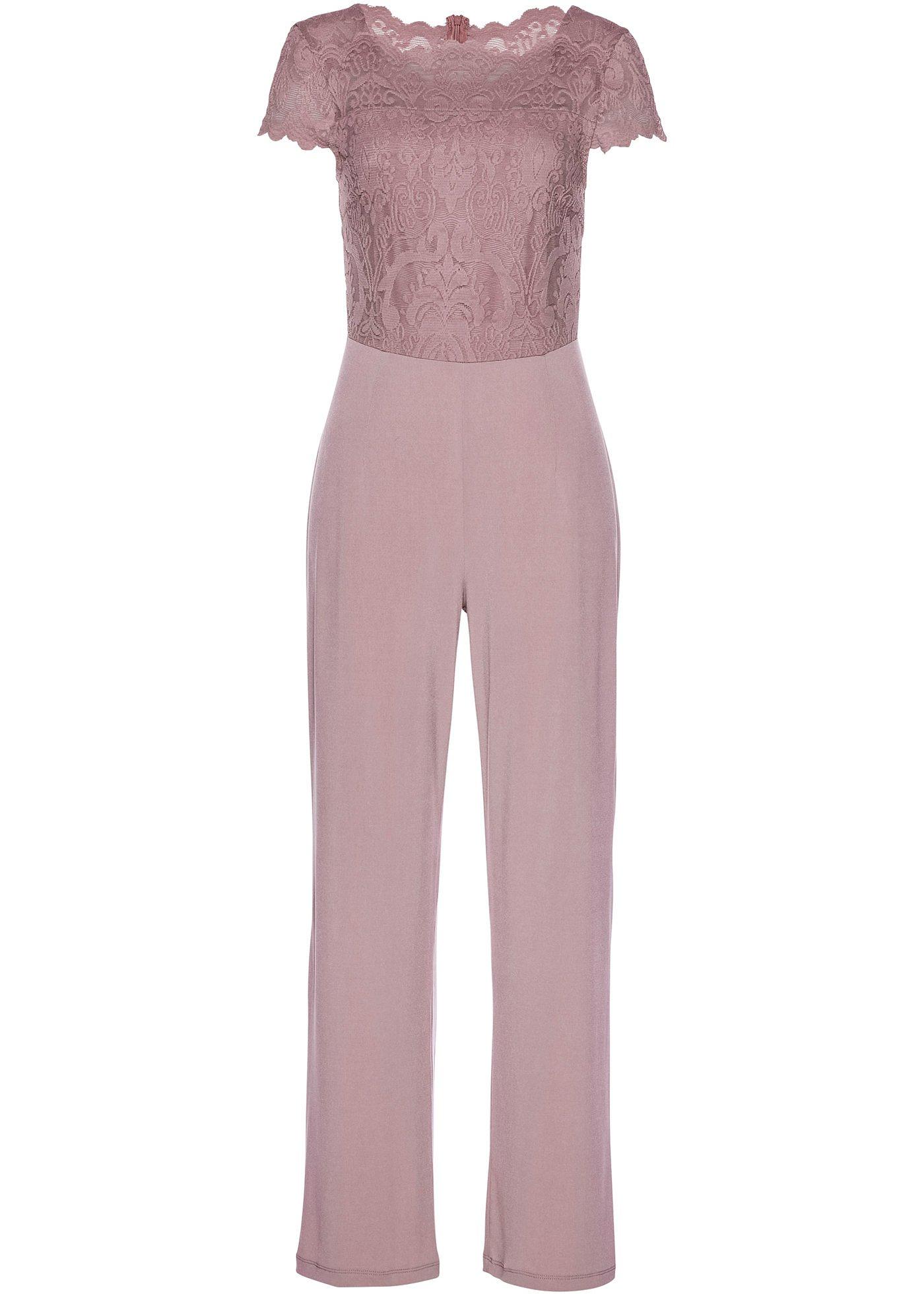 Combi pantalon en jersey à dentelle