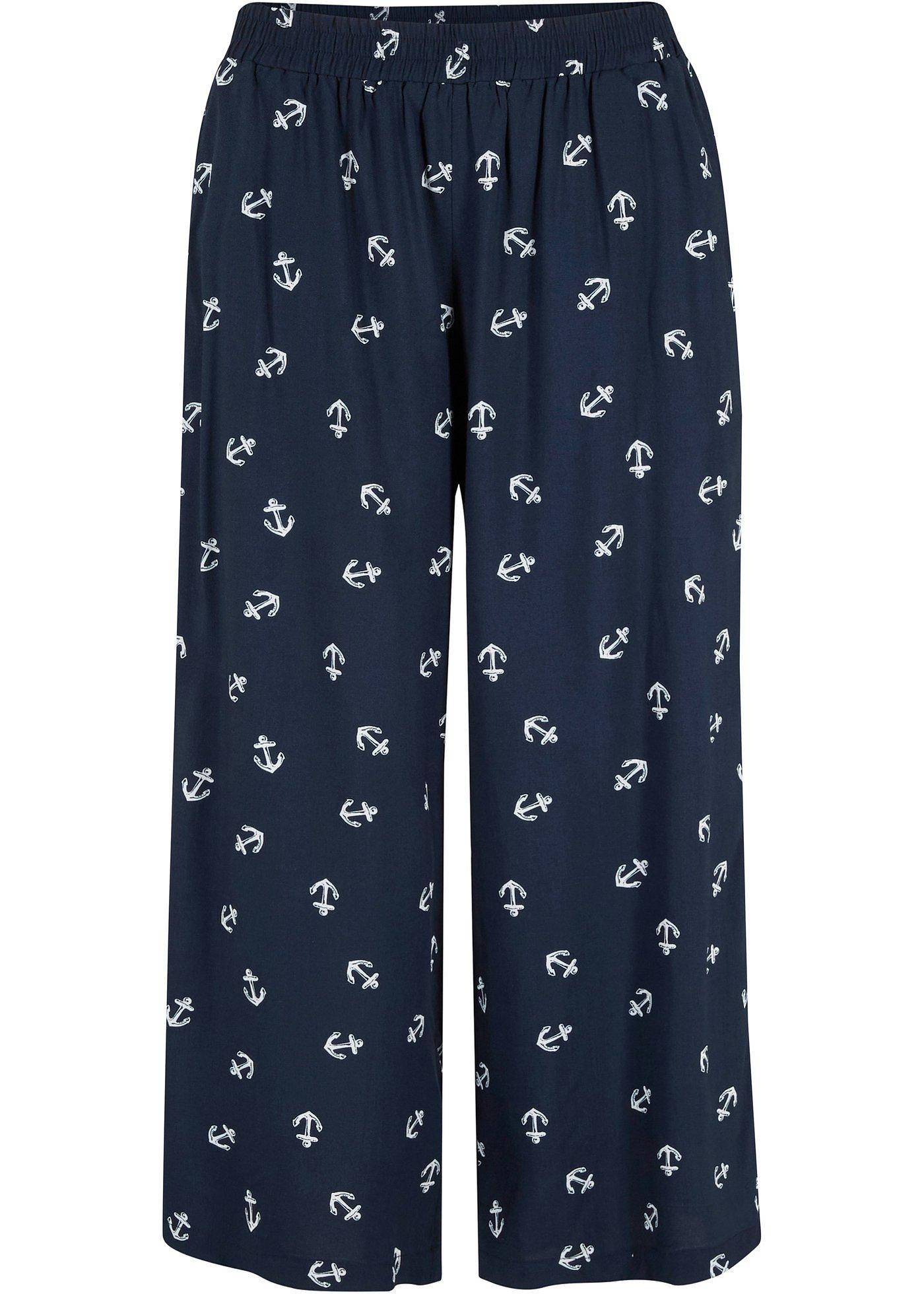 Pantalon 3/4 en viscose avec tour de taille élastique