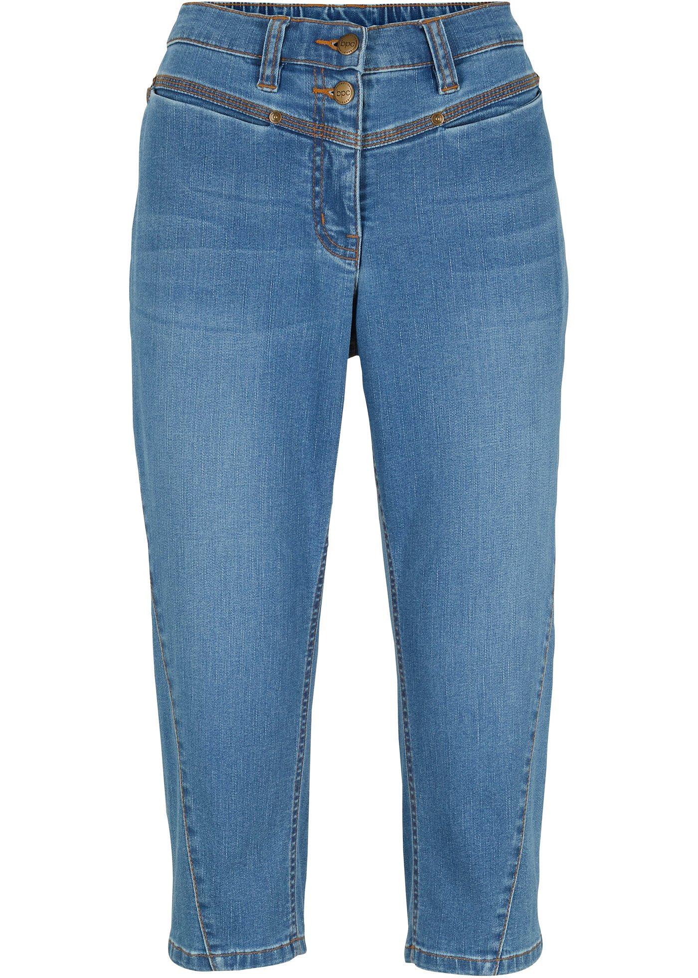 Jean corsaire extensible avec coutures galbantes et taille confortable