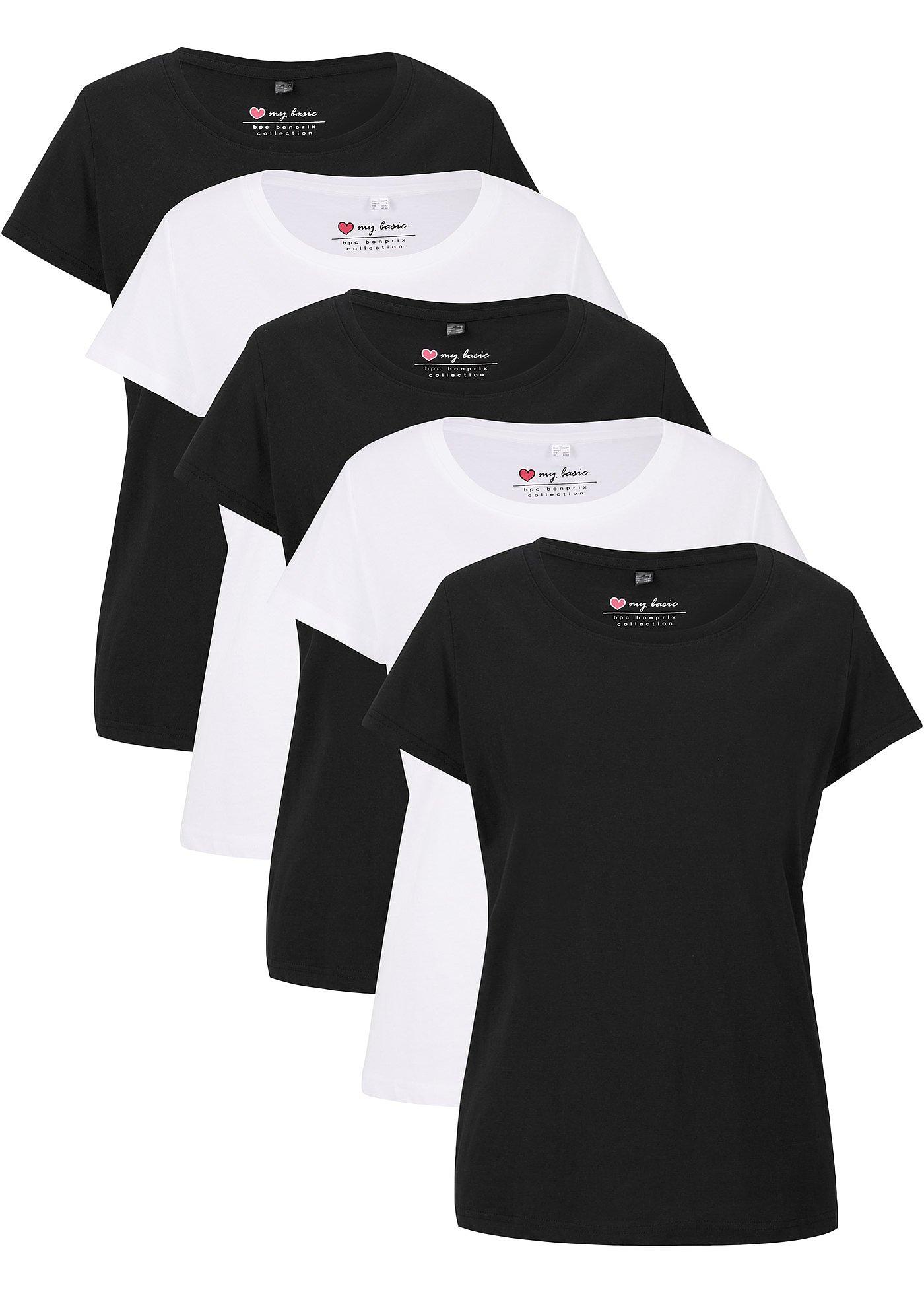 Lot de 5 T-shirts longs col rond, manches courtes