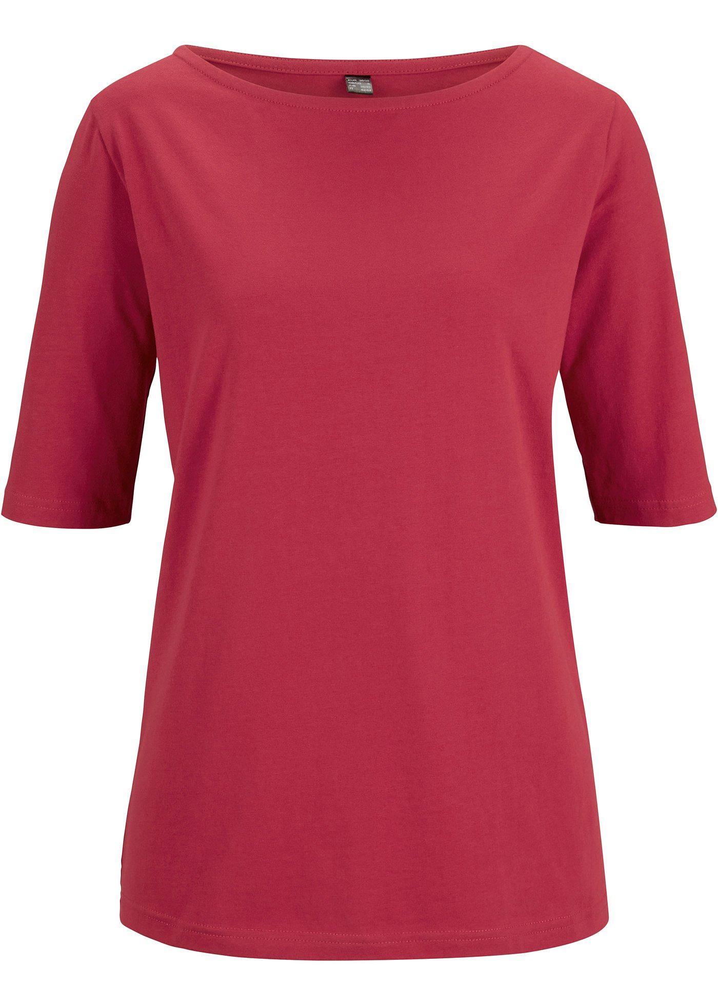 T-shirt col bateau, manches mi-longues