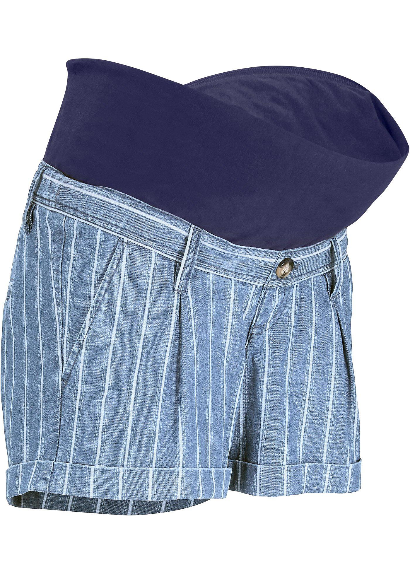 Short en jean de grossesse à rayures