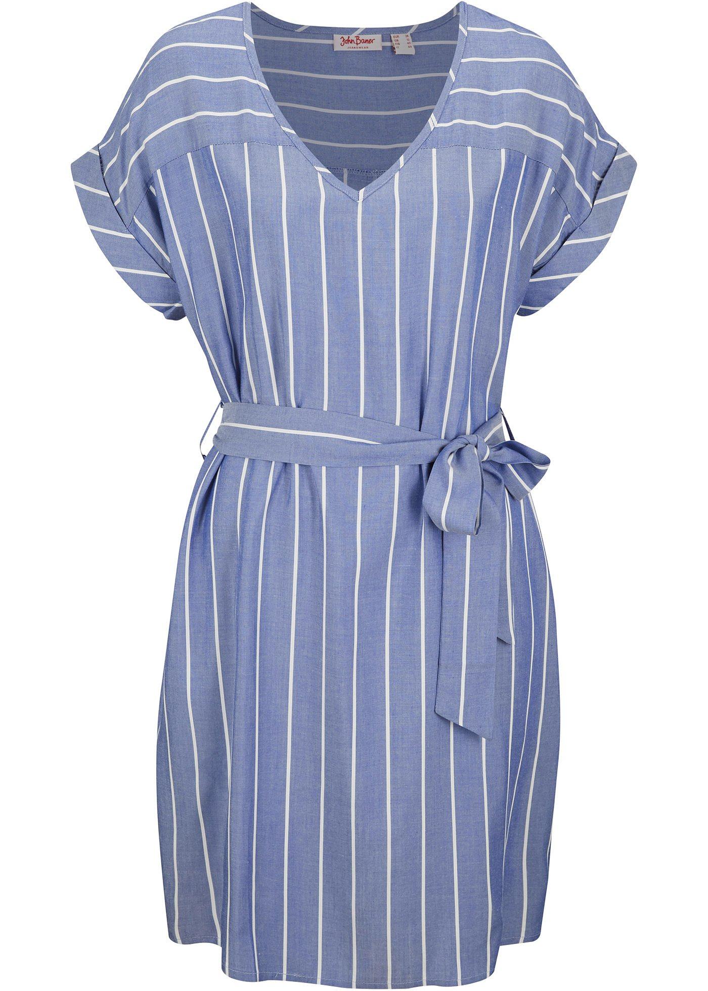 Robe avec ceinture, rayée