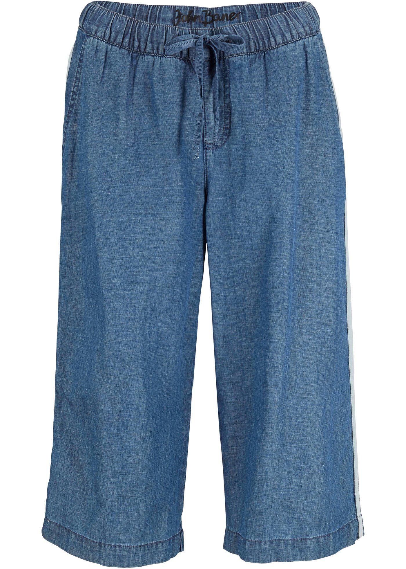 Corsaire en jean taille extensible en lin avec TENCEL™ Lyocell, jupe-culotte