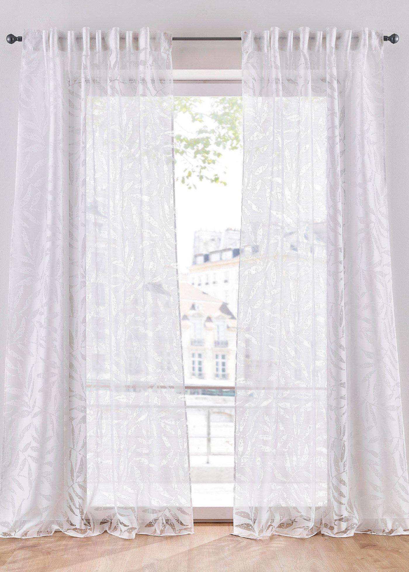 Voilage en dévoré à motif feuille (1 pce.)