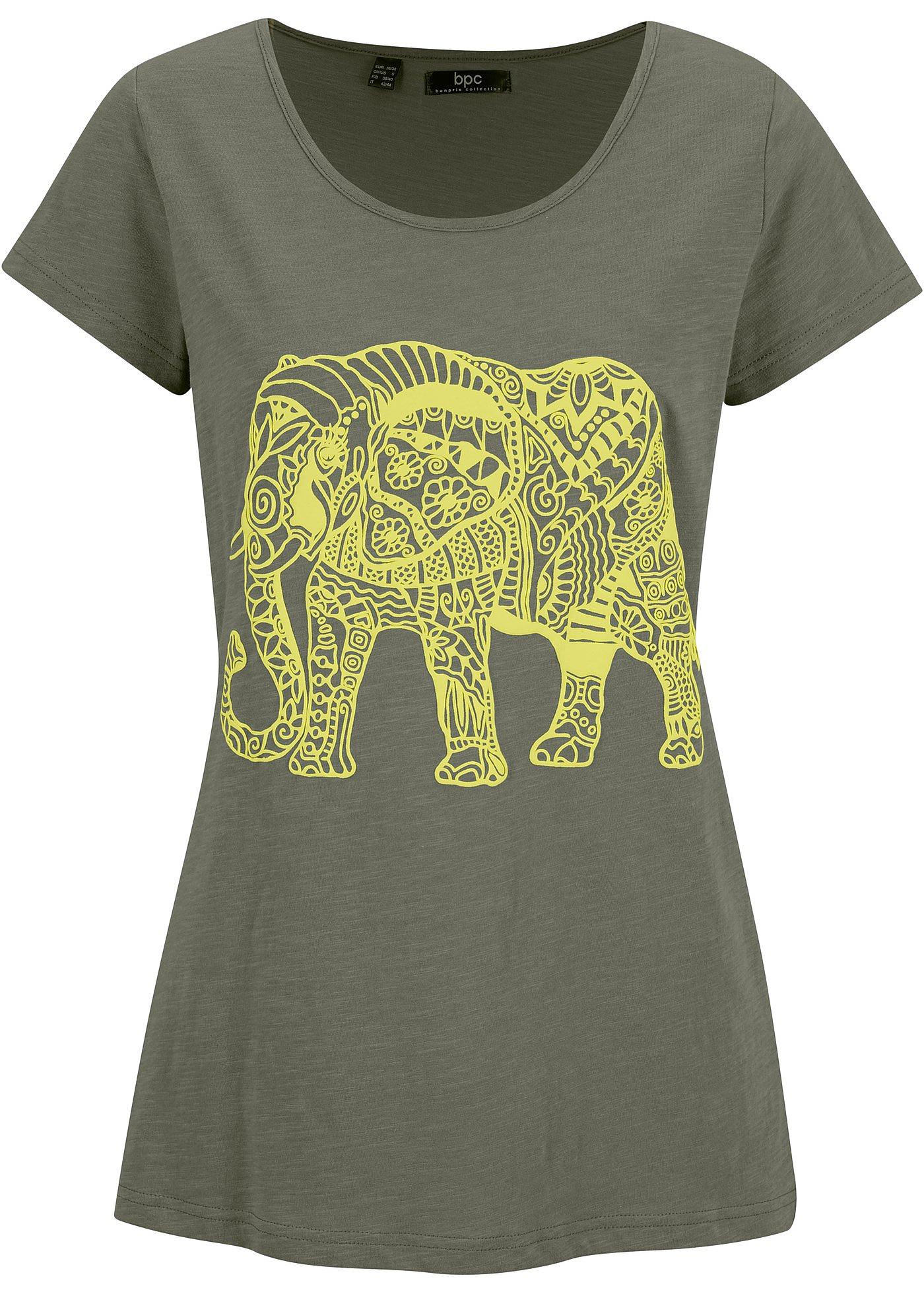 T-shirt en coton avec imprimé placé, manches courtes